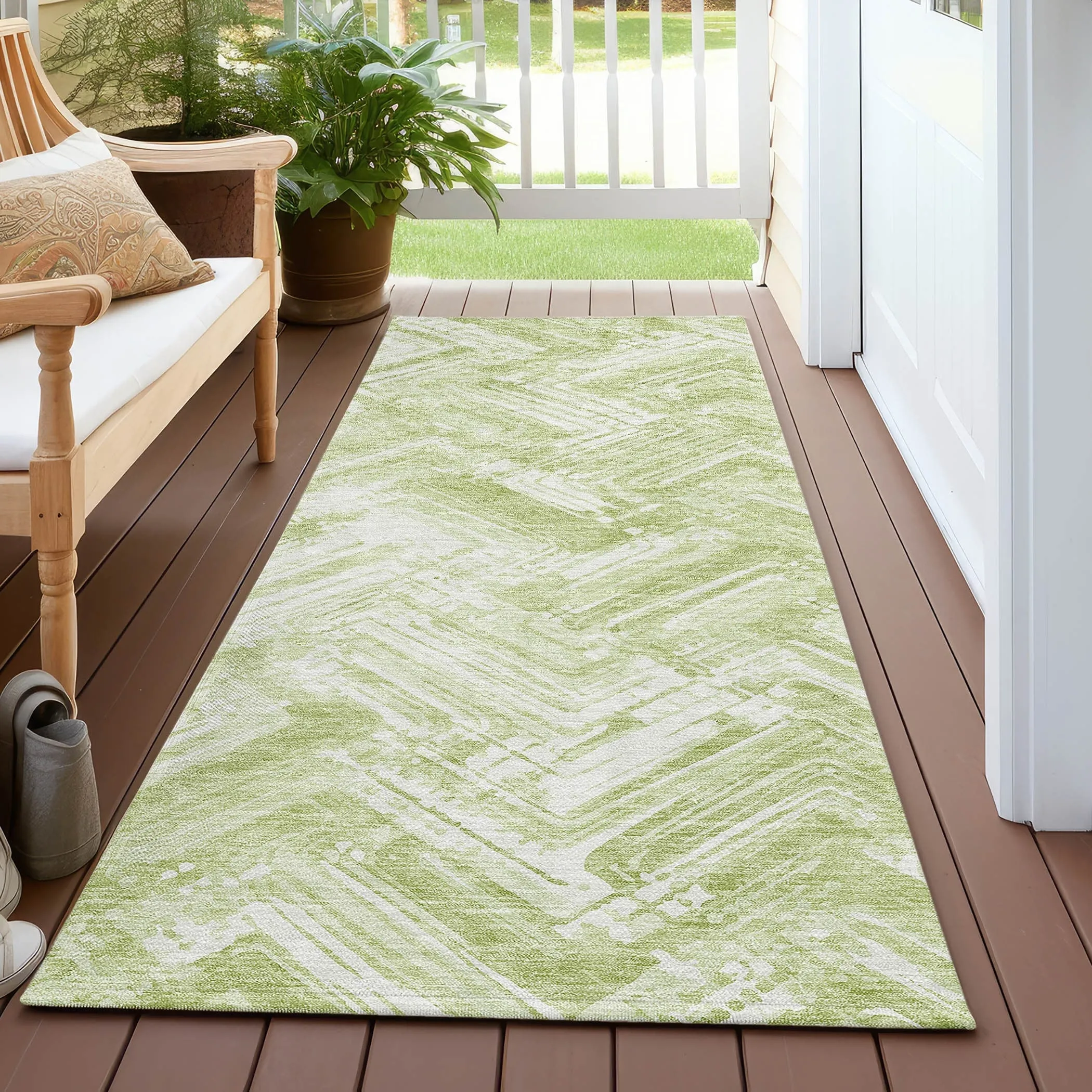 Machine Washable Indoor/ Outdoor Chantille Modern Chevron Rug