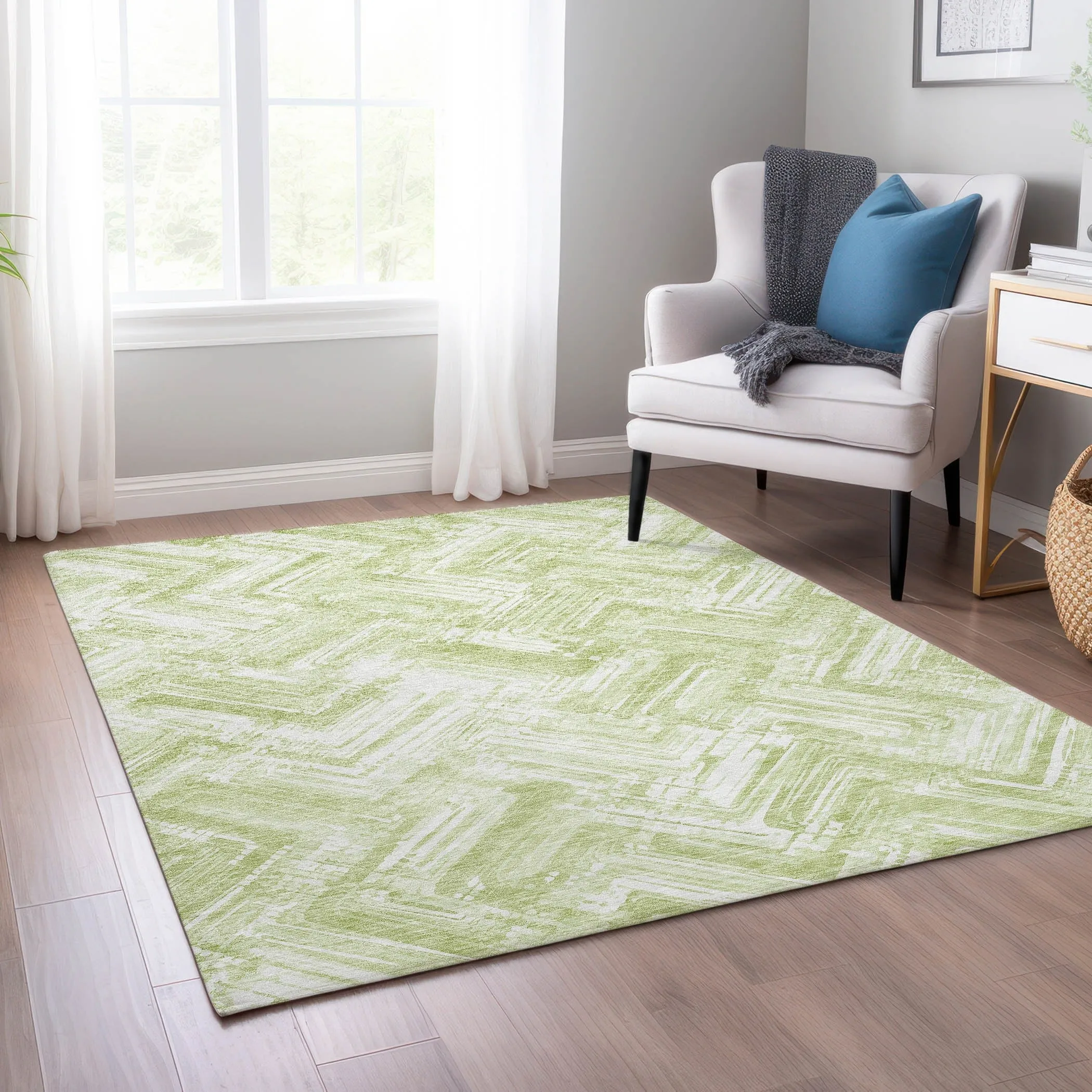 Machine Washable Indoor/ Outdoor Chantille Modern Chevron Rug