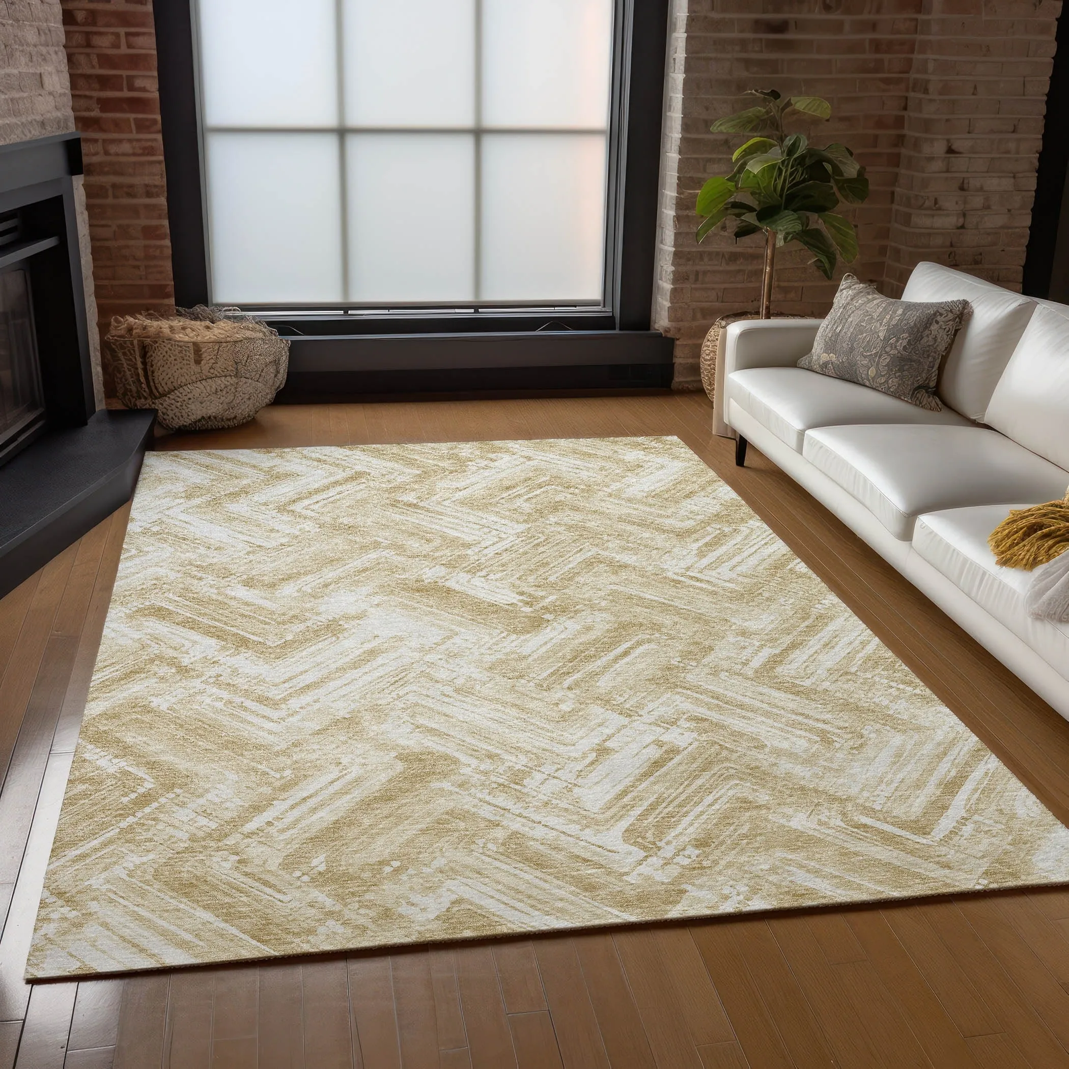 Machine Washable Indoor/ Outdoor Chantille Modern Chevron Rug