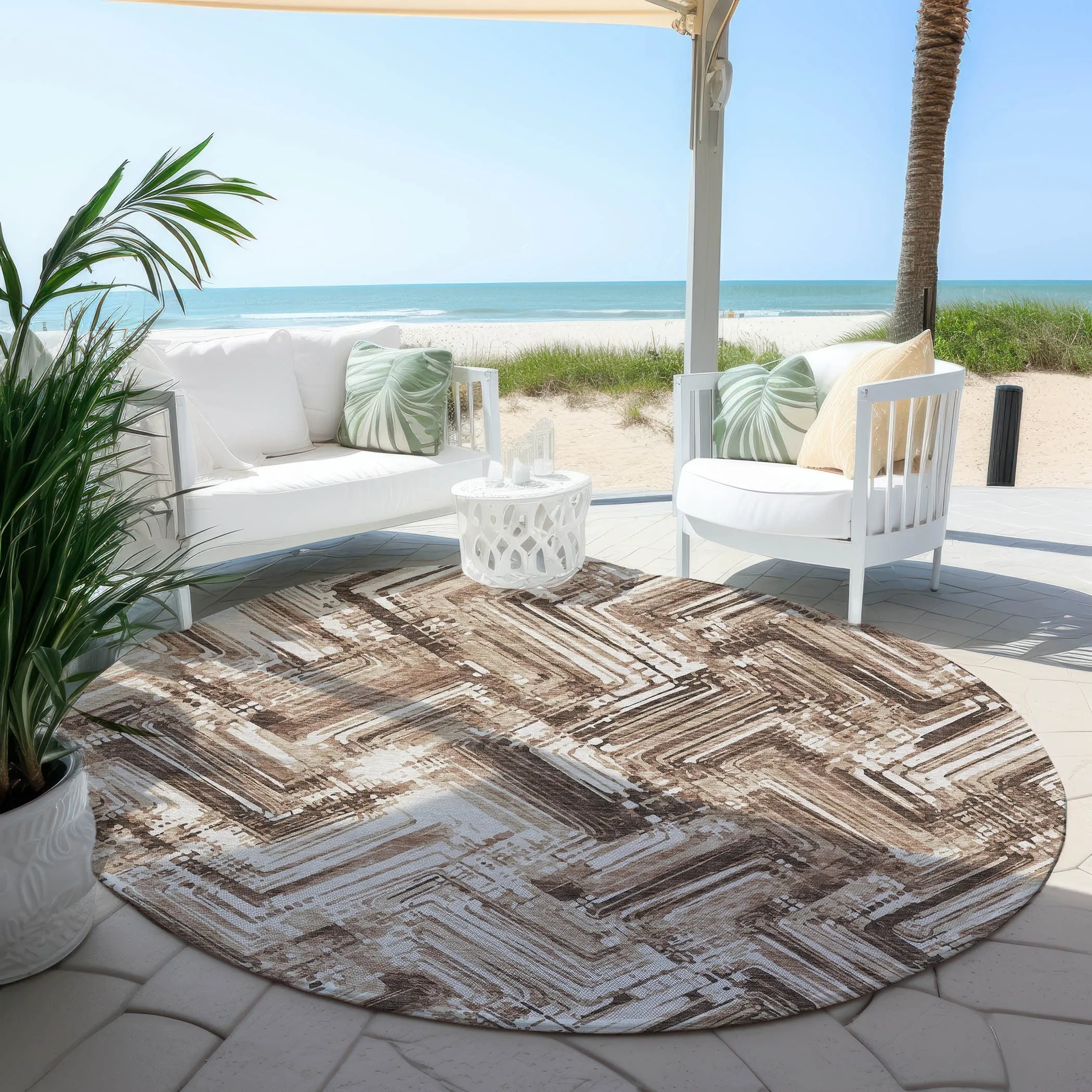 Machine Washable Indoor/ Outdoor Chantille Modern Chevron Rug