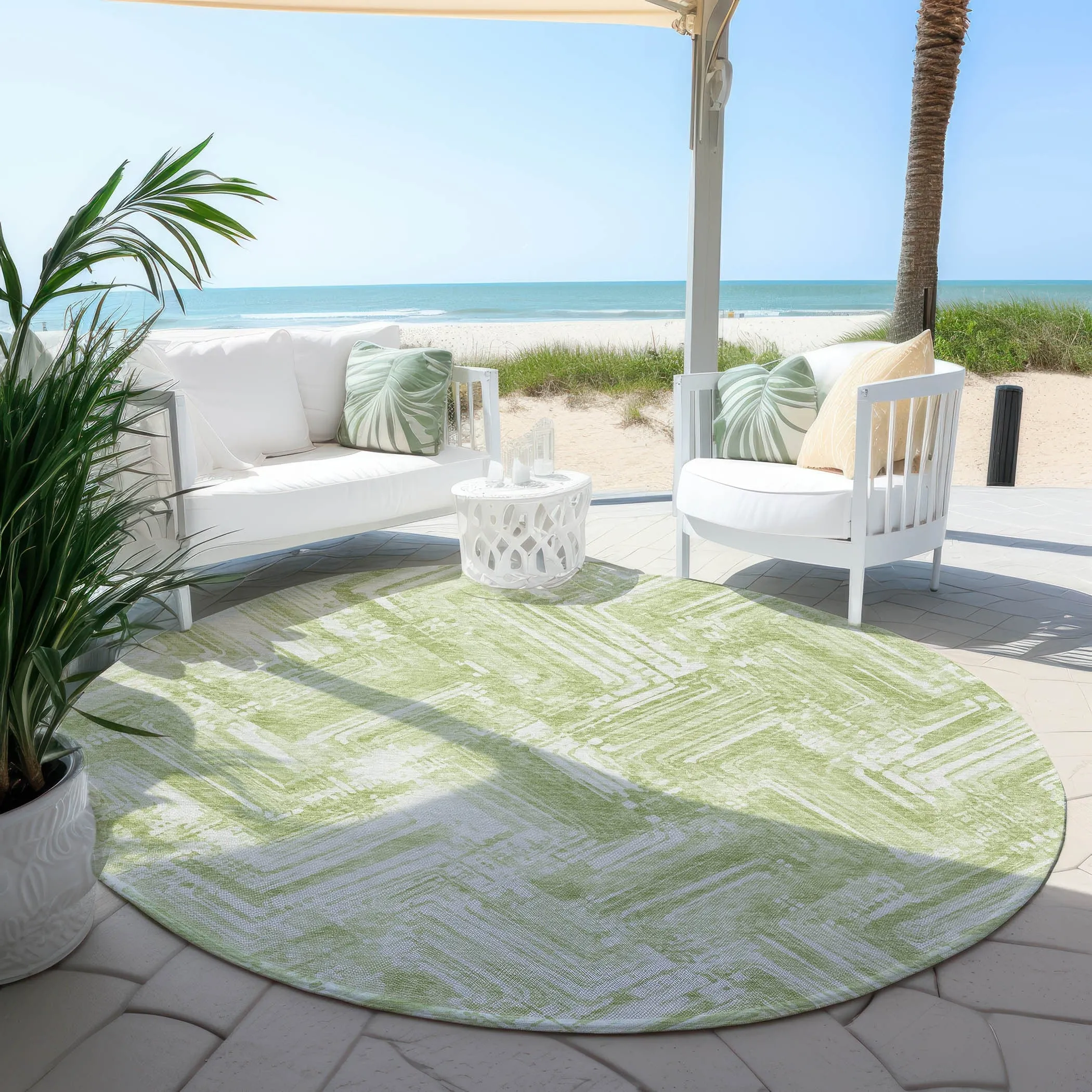 Machine Washable Indoor/ Outdoor Chantille Modern Chevron Rug