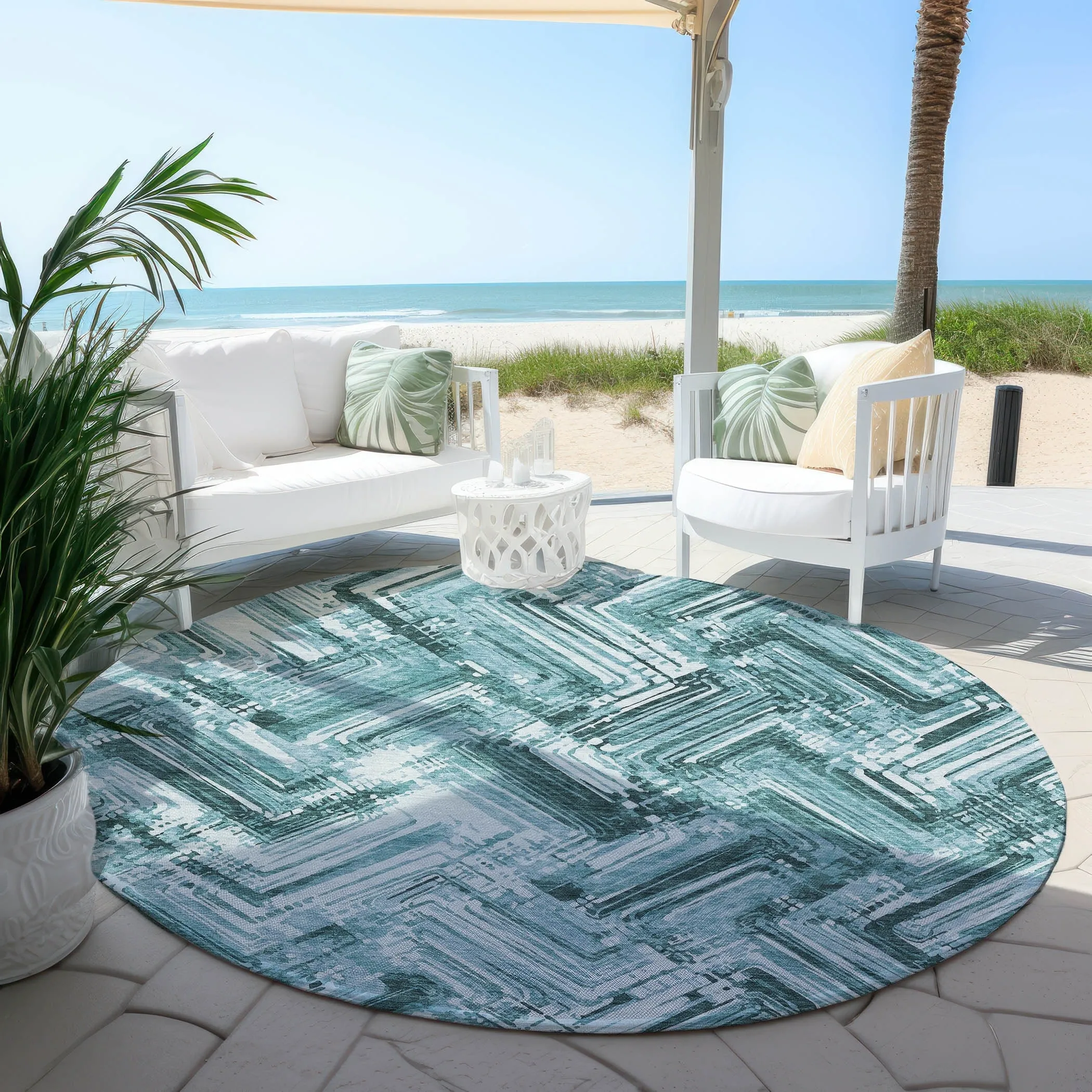 Machine Washable Indoor/ Outdoor Chantille Modern Chevron Rug