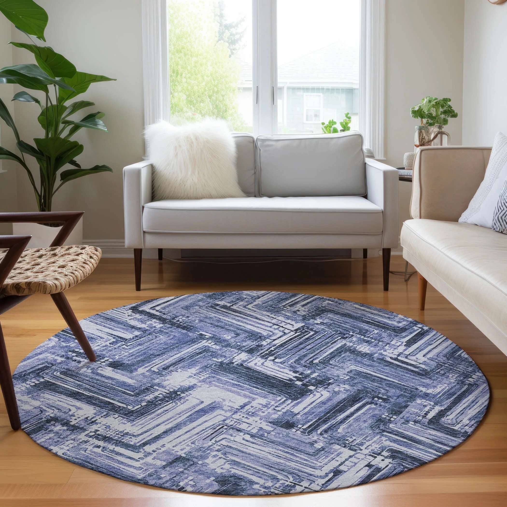 Machine Washable Indoor/ Outdoor Chantille Modern Chevron Rug