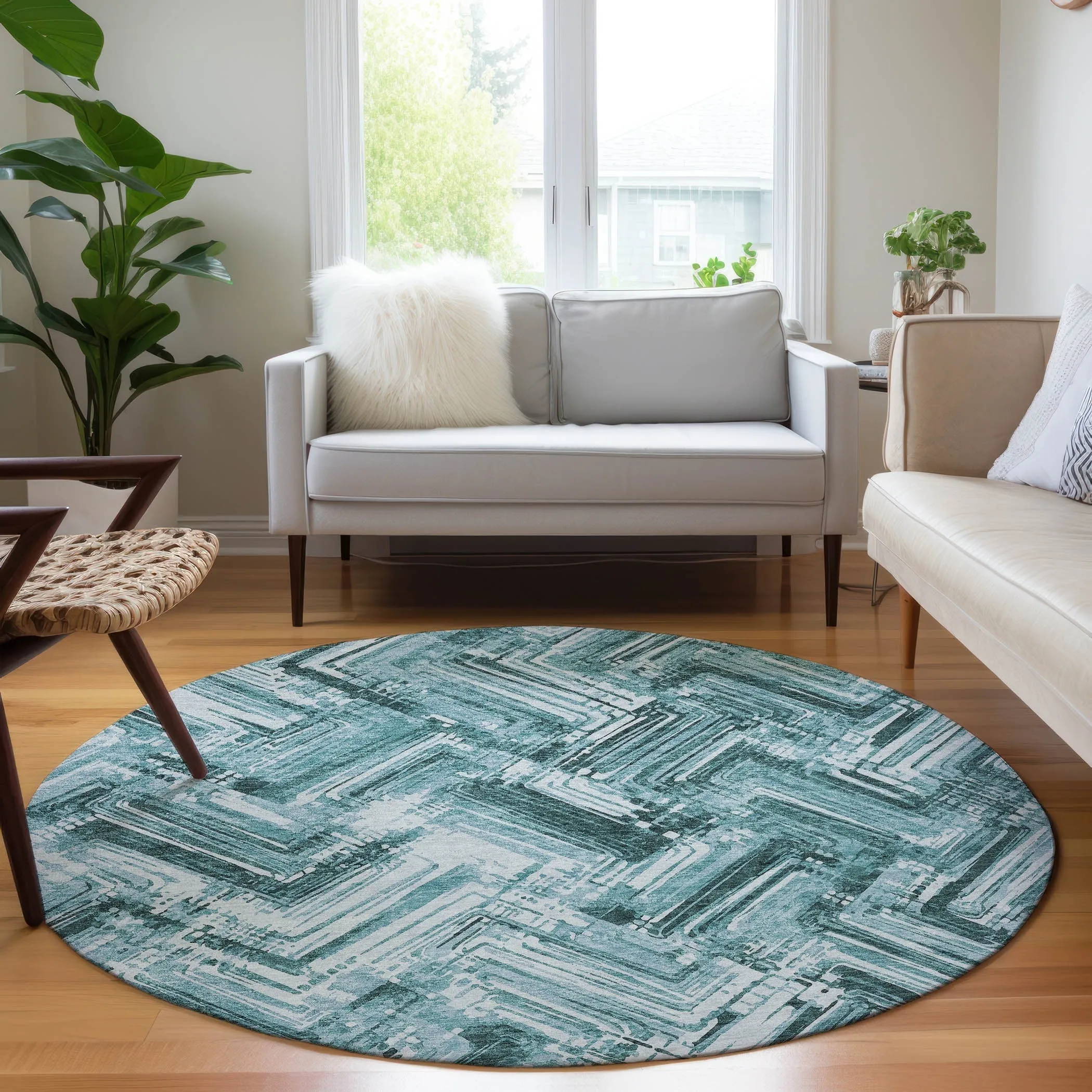 Machine Washable Indoor/ Outdoor Chantille Modern Chevron Rug
