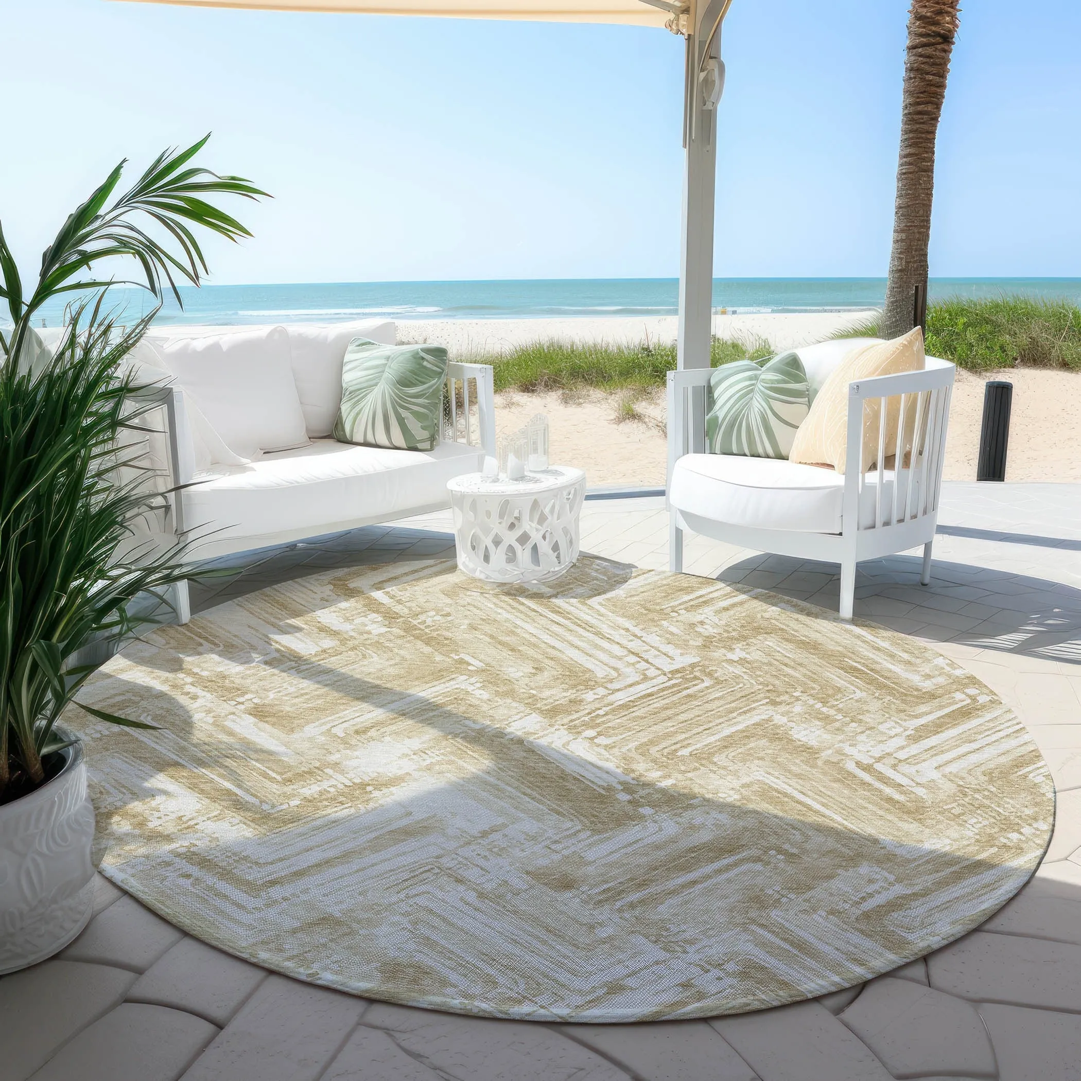 Machine Washable Indoor/ Outdoor Chantille Modern Chevron Rug