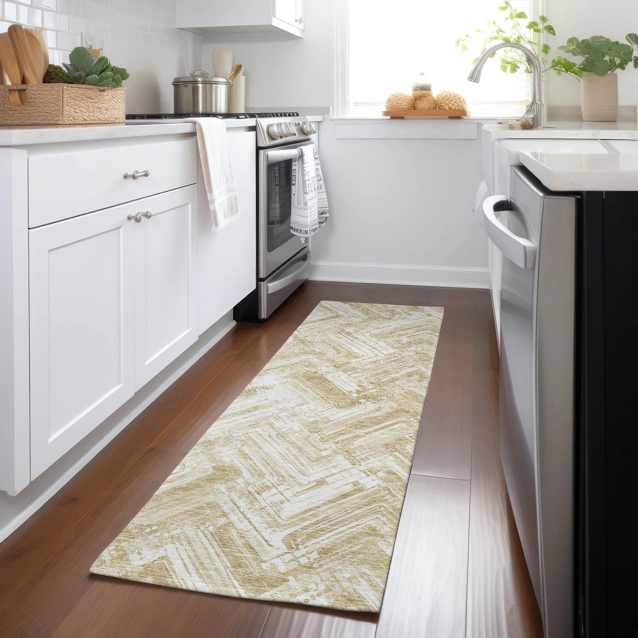 Machine Washable Indoor/ Outdoor Chantille Modern Chevron Rug
