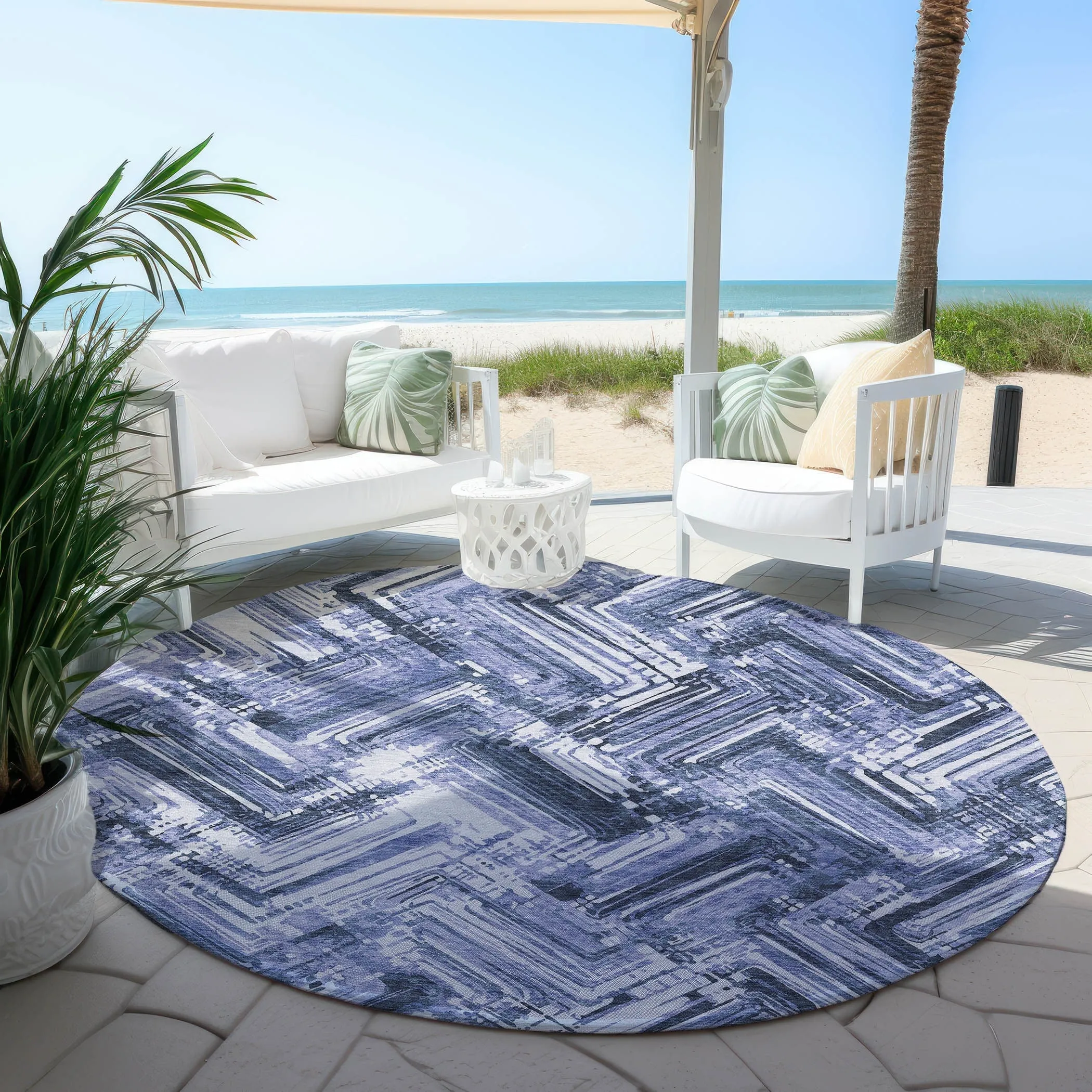 Machine Washable Indoor/ Outdoor Chantille Modern Chevron Rug