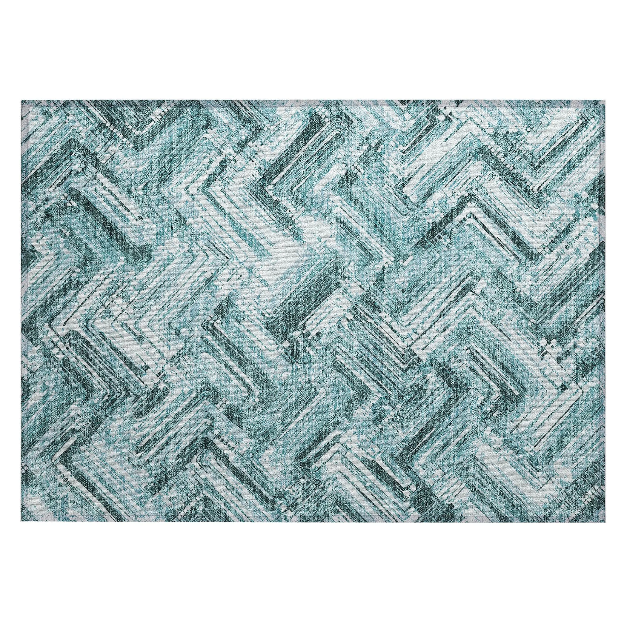 Machine Washable Indoor/ Outdoor Chantille Modern Chevron Rug