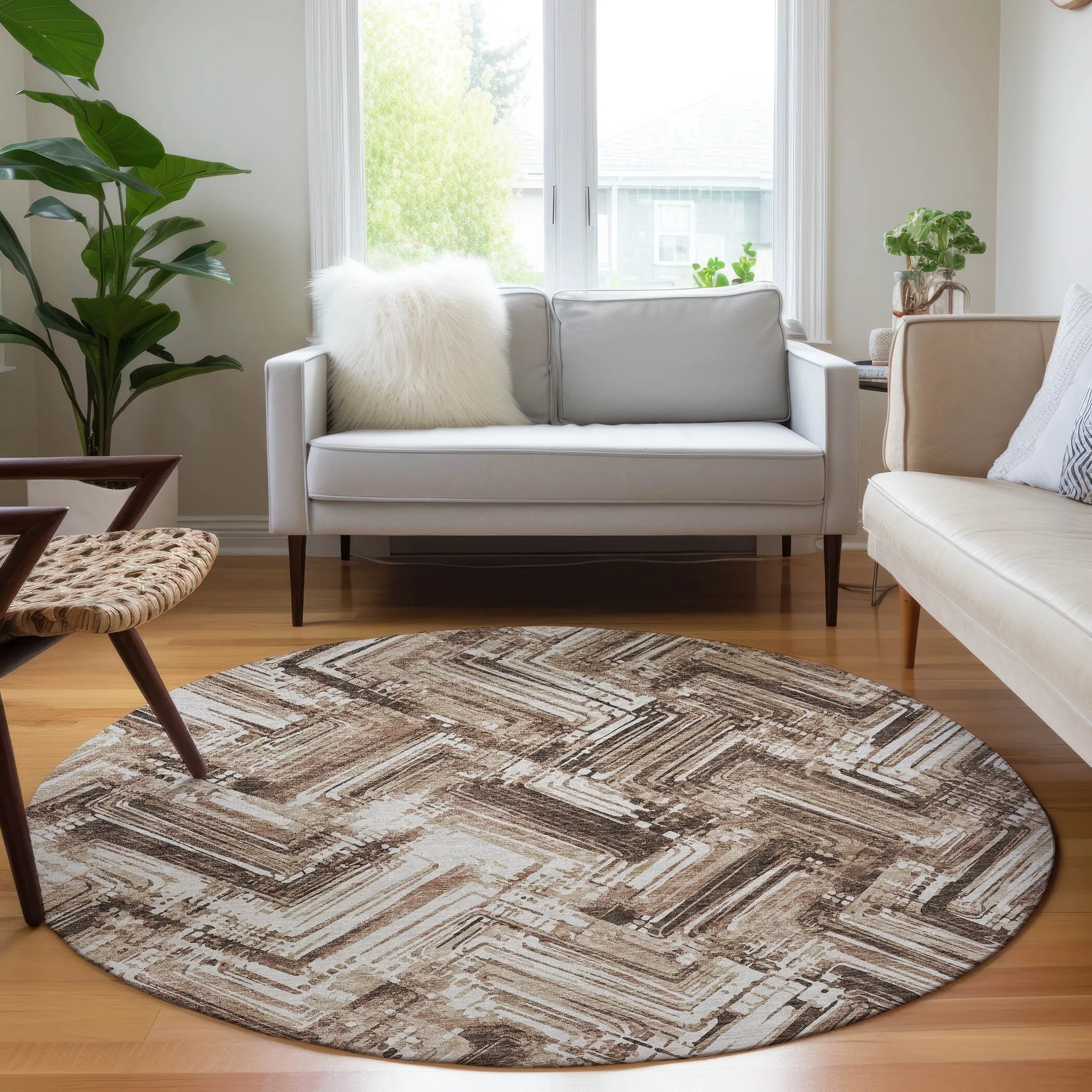 Machine Washable Indoor/ Outdoor Chantille Modern Chevron Rug