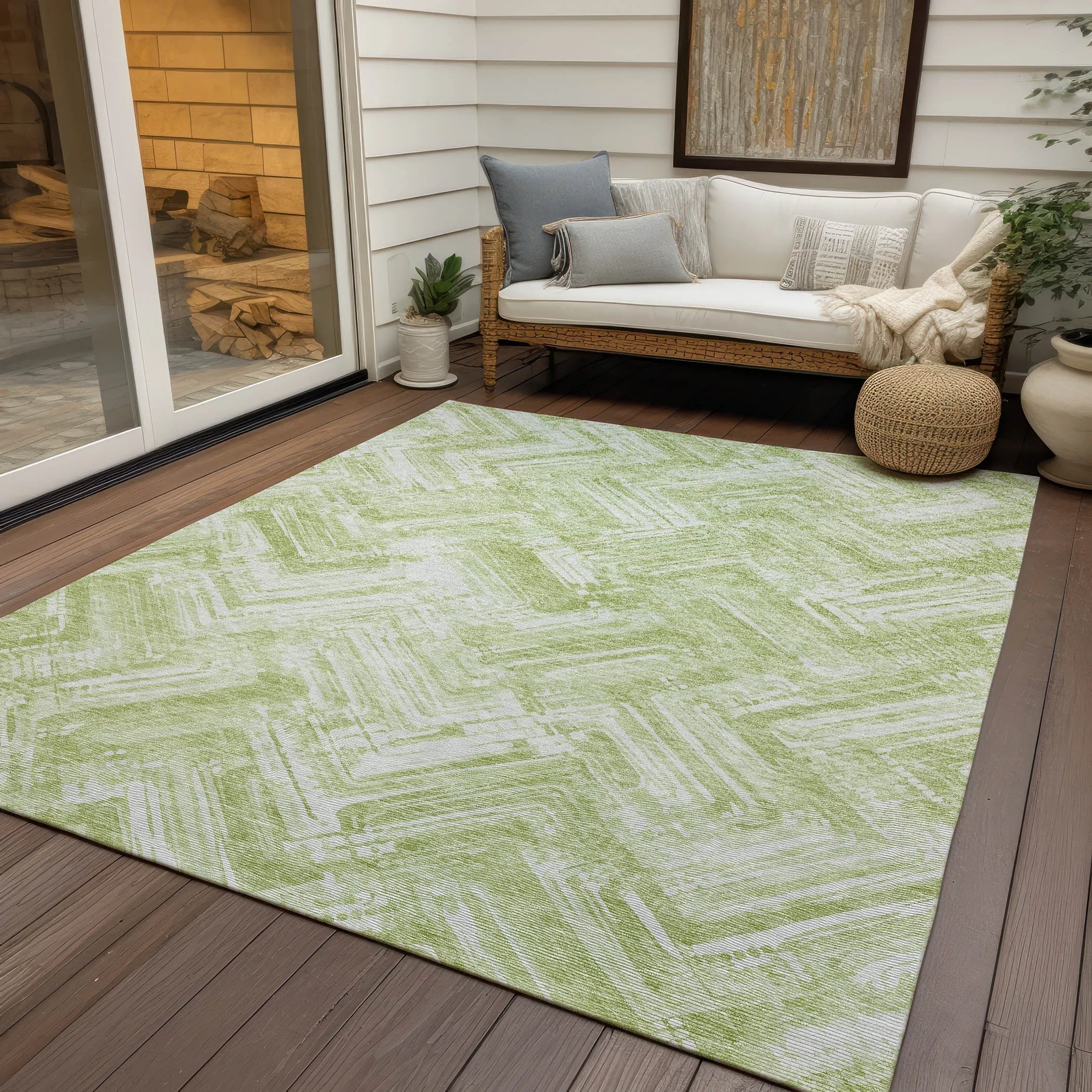 Machine Washable Indoor/ Outdoor Chantille Modern Chevron Rug