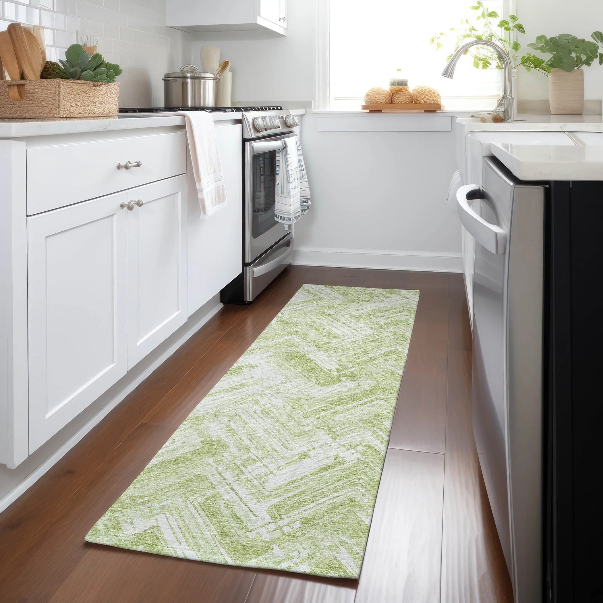 Machine Washable Indoor/ Outdoor Chantille Modern Chevron Rug