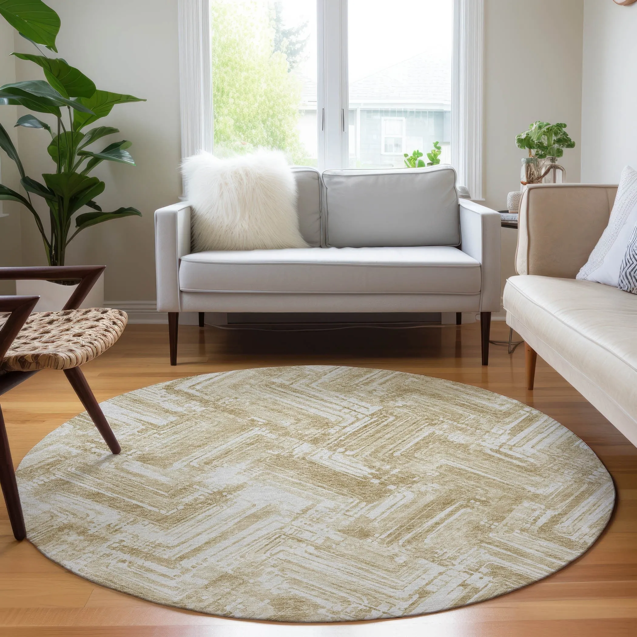 Machine Washable Indoor/ Outdoor Chantille Modern Chevron Rug
