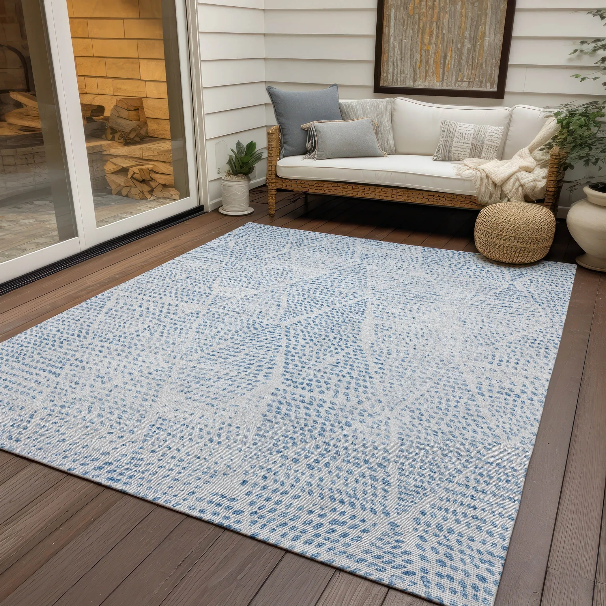 Machine Washable Indoor/ Outdoor Chantille Modern Diamonds Rug