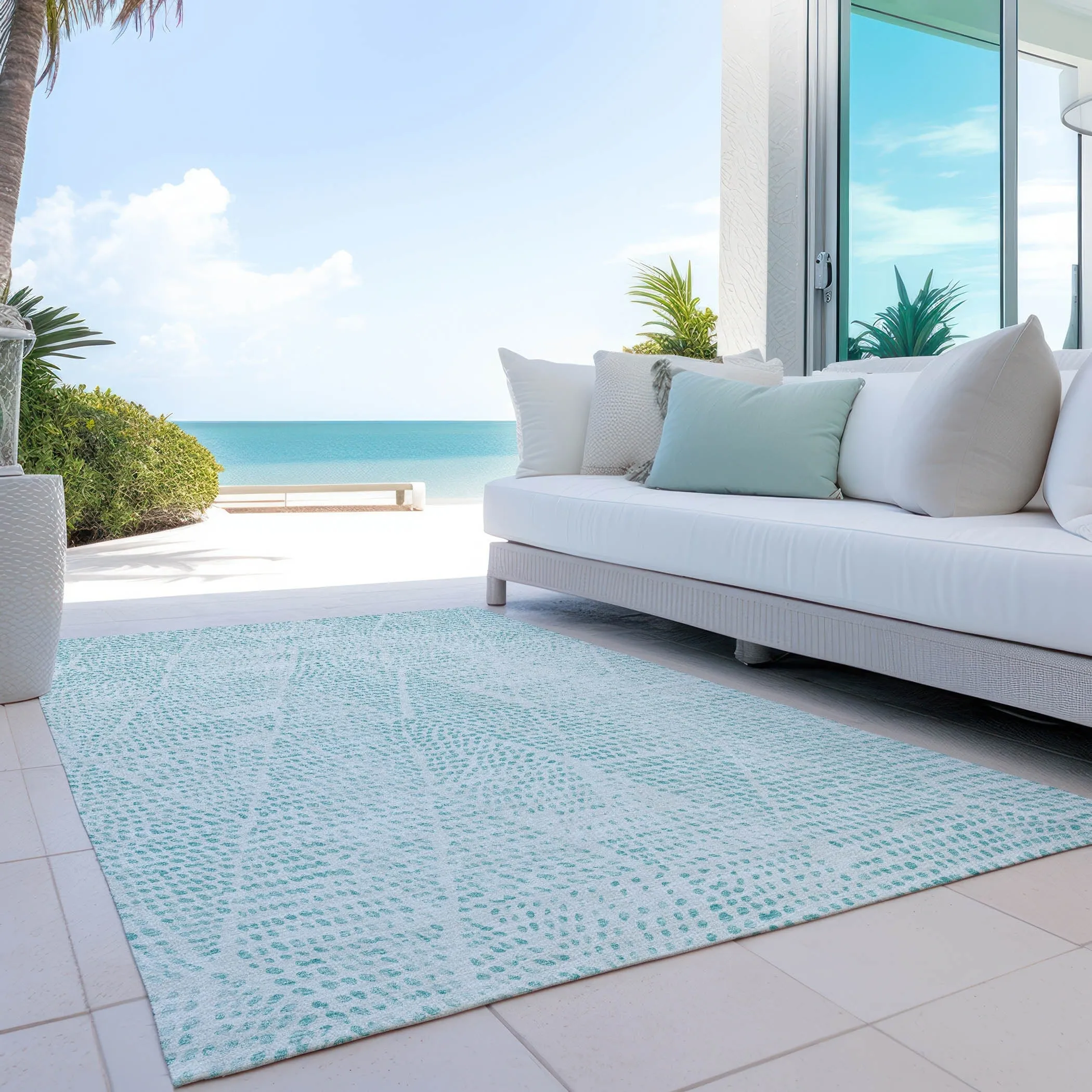 Machine Washable Indoor/ Outdoor Chantille Modern Diamonds Rug