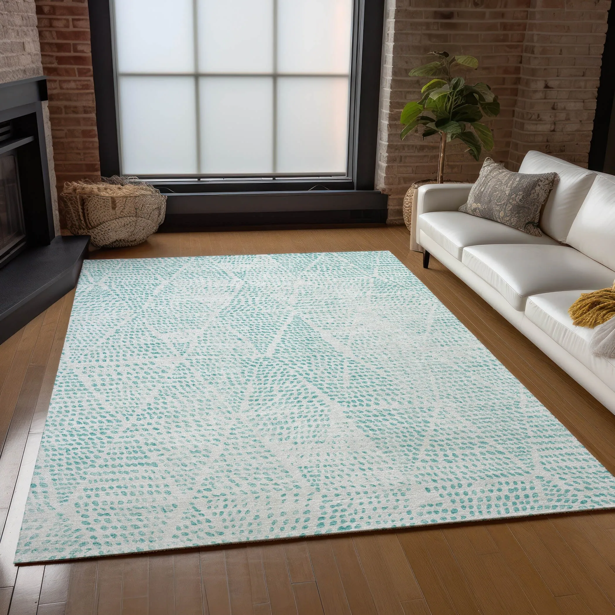 Machine Washable Indoor/ Outdoor Chantille Modern Diamonds Rug