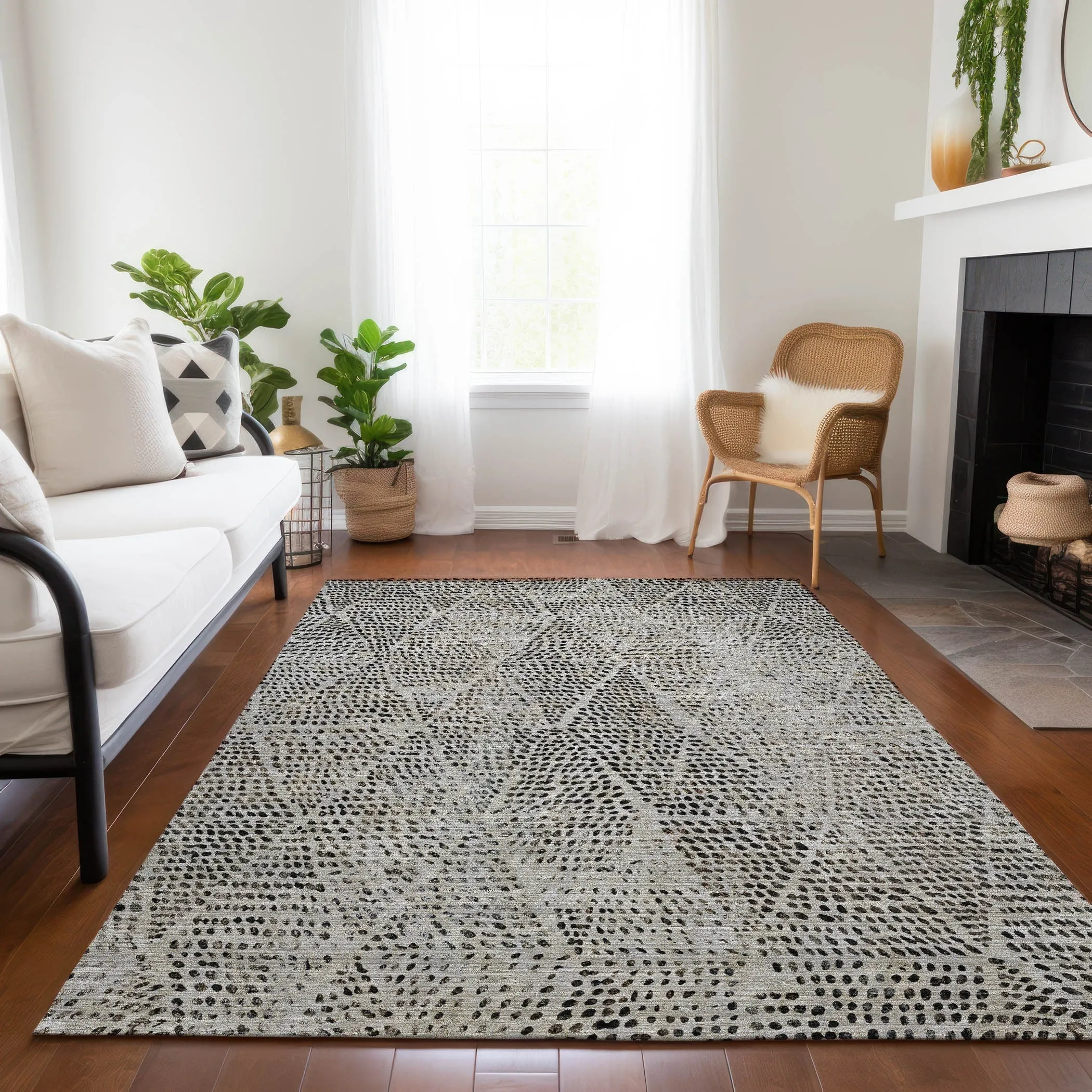Machine Washable Indoor/ Outdoor Chantille Modern Diamonds Rug