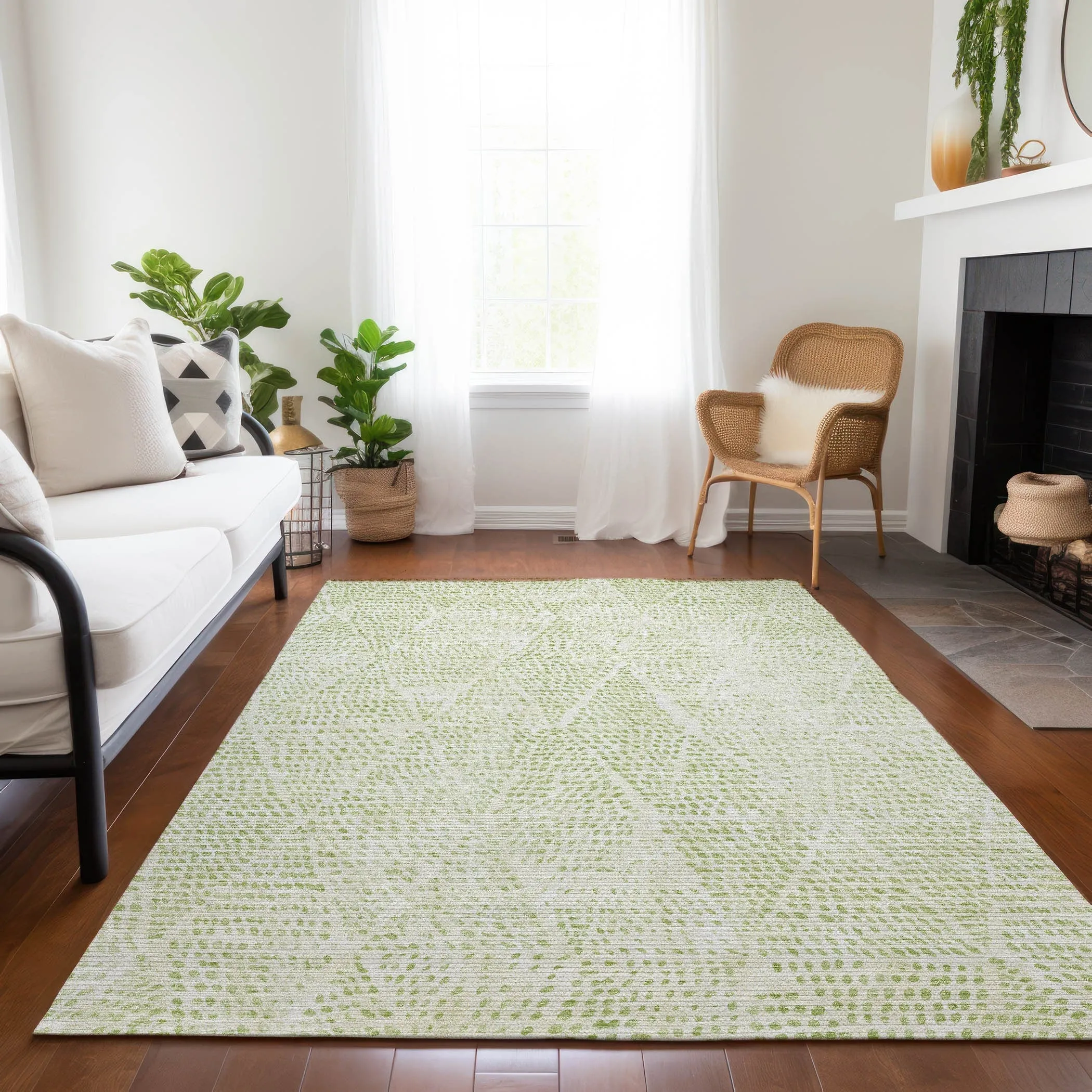 Machine Washable Indoor/ Outdoor Chantille Modern Diamonds Rug