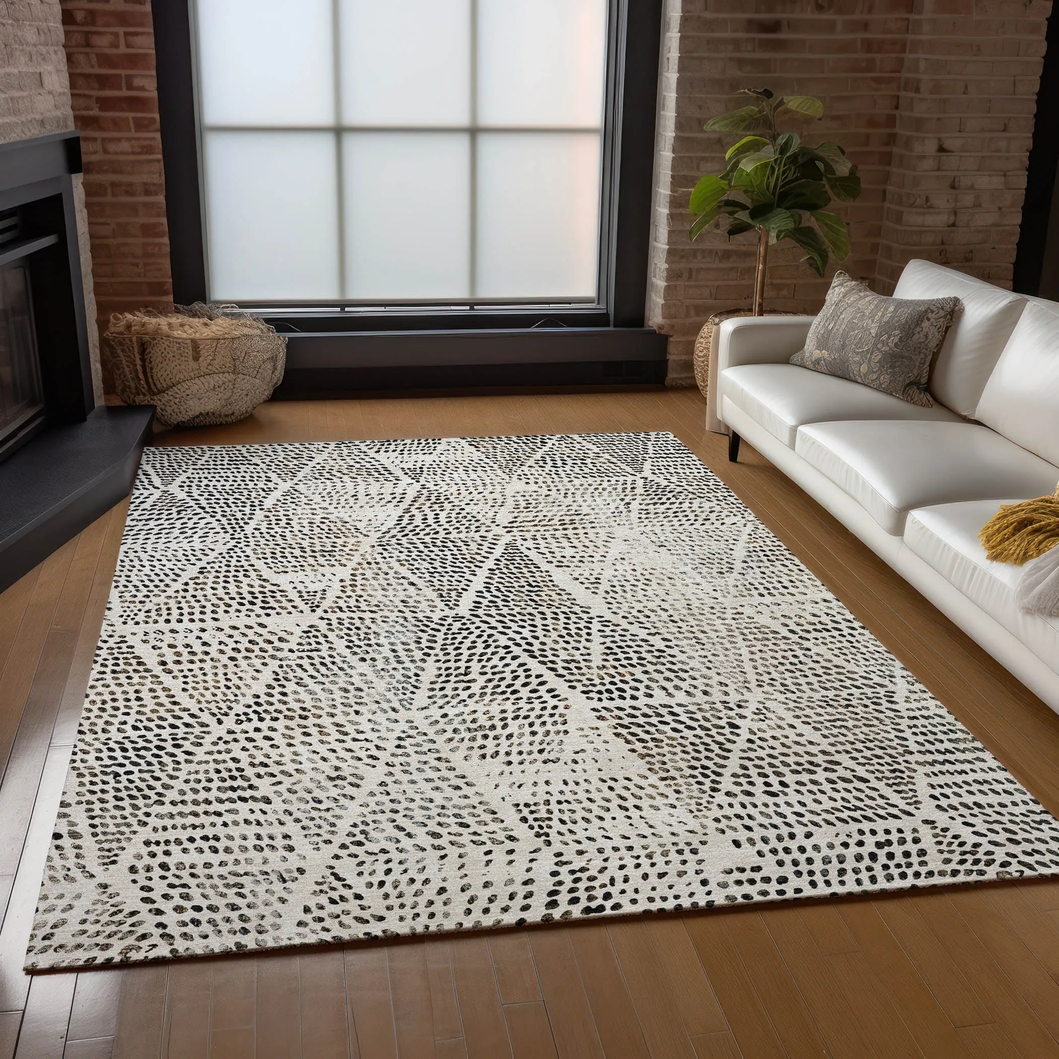 Machine Washable Indoor/ Outdoor Chantille Modern Diamonds Rug