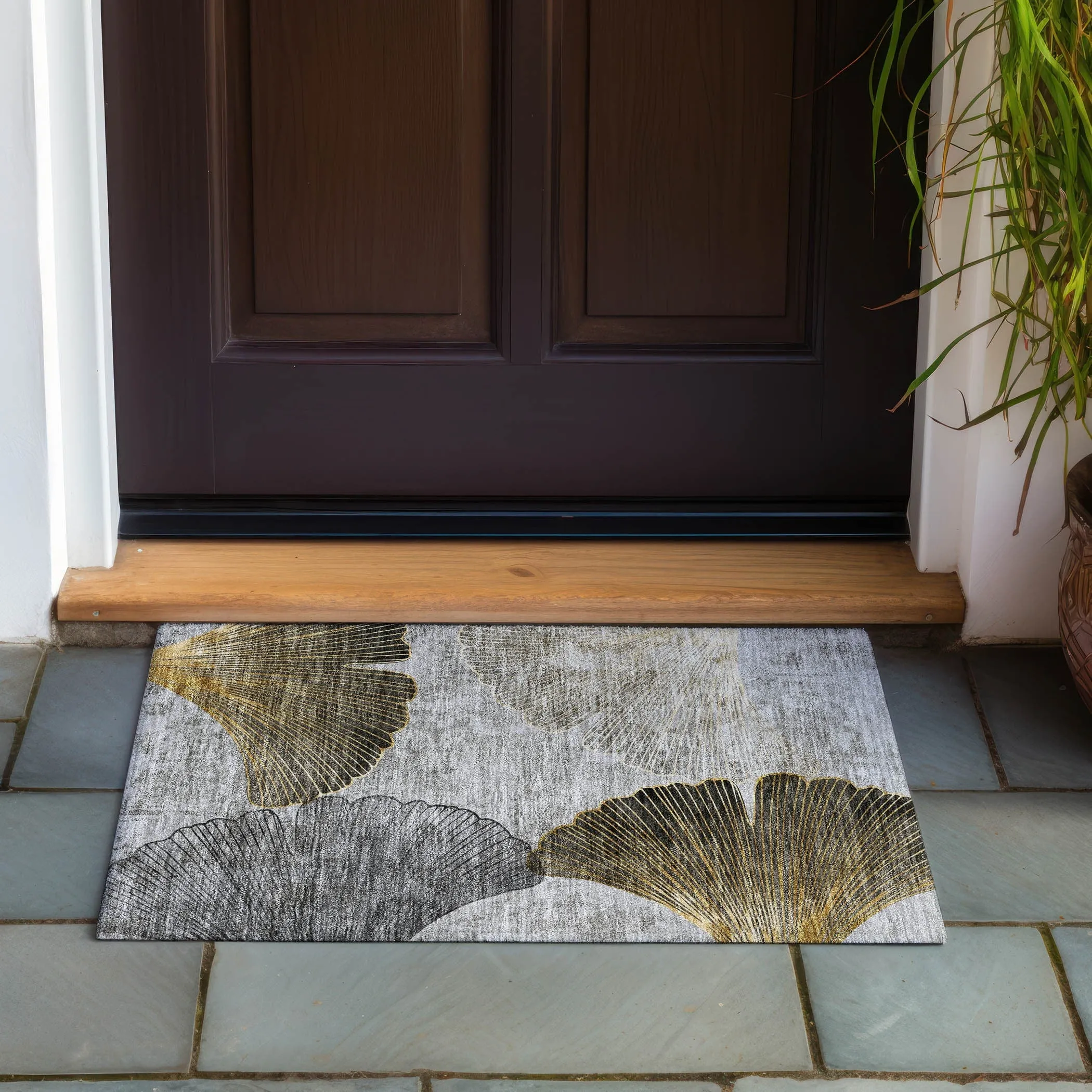 Machine Washable Indoor/ Outdoor Chantille Modern Floral Rug