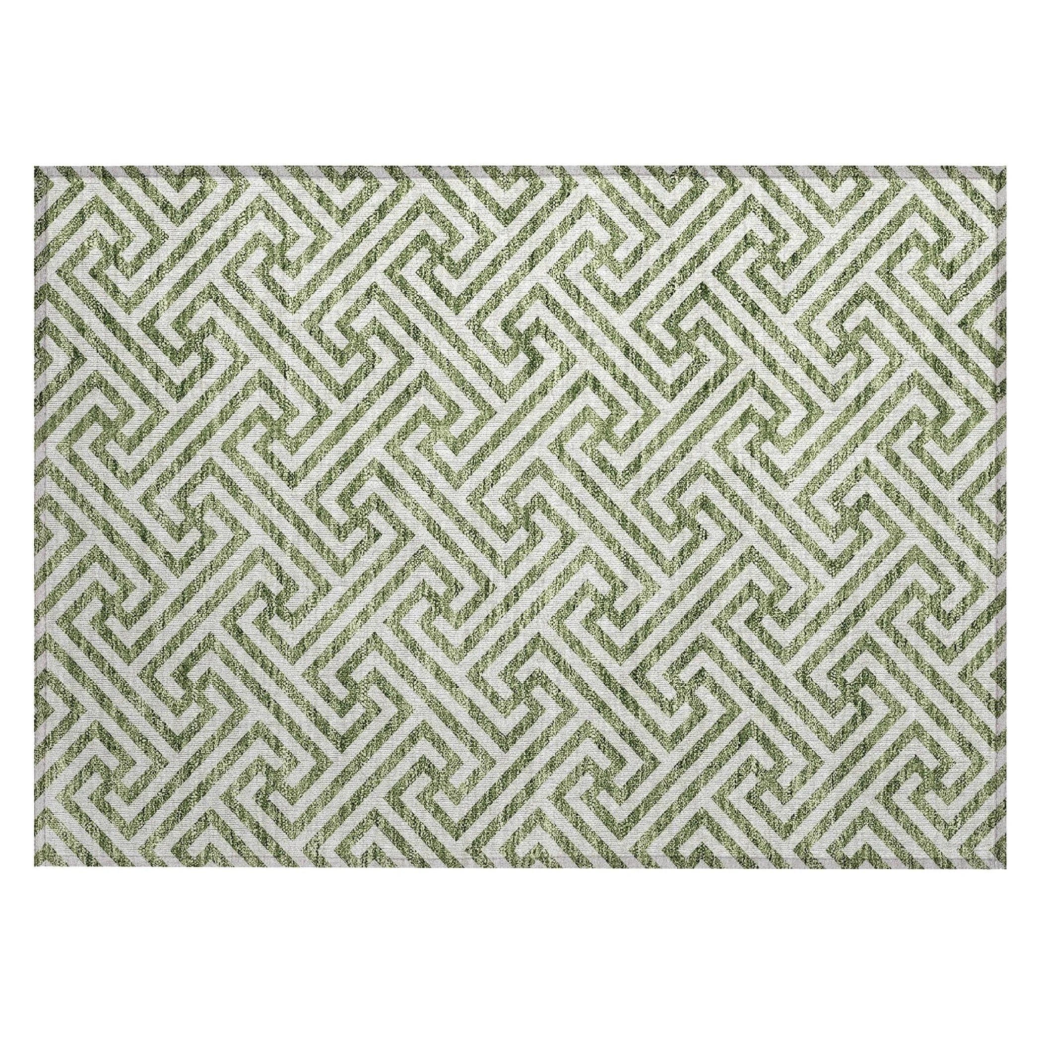 Machine Washable Indoor/ Outdoor Chantille Modern Geo Rug
