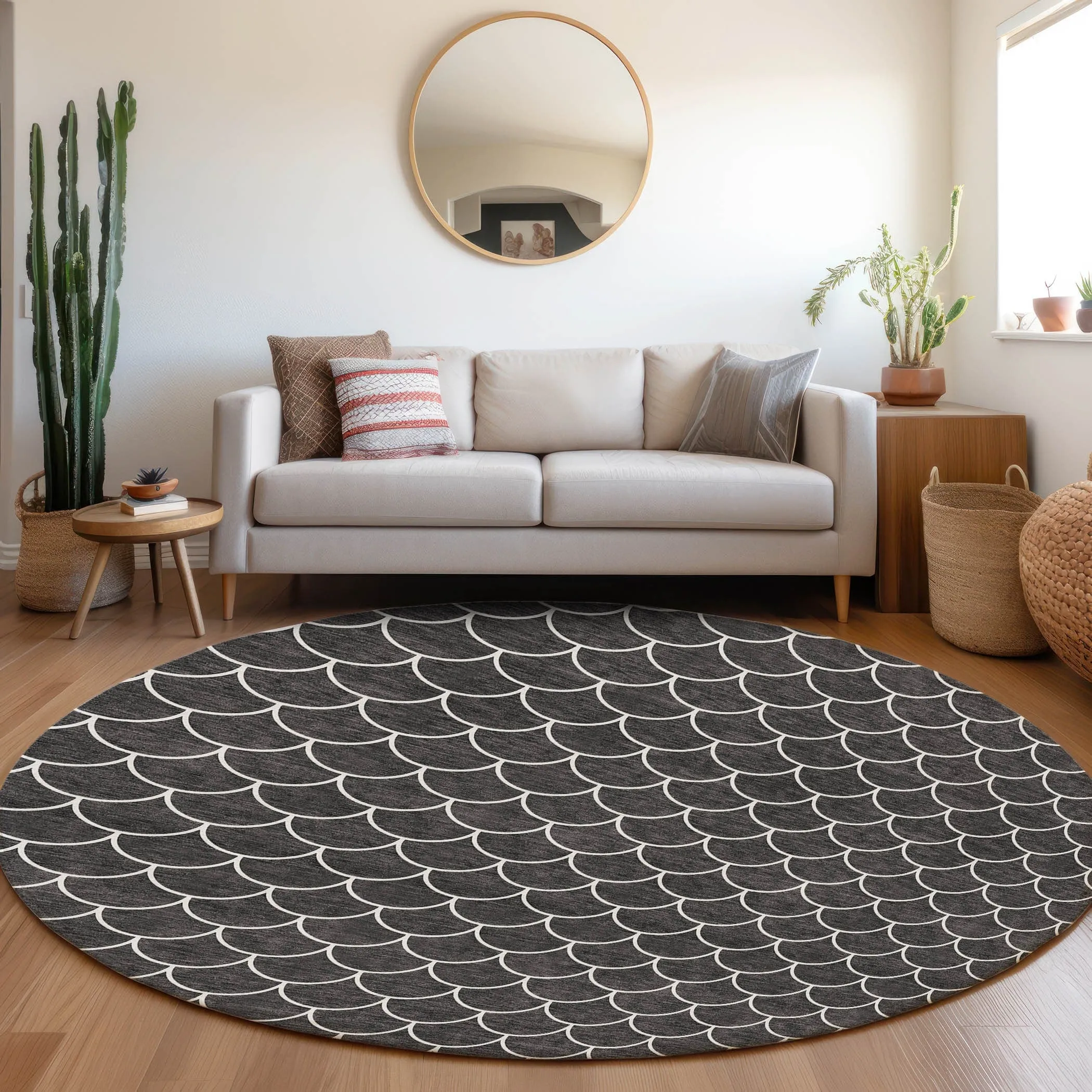 Machine Washable Indoor/ Outdoor Chantille Modern Geo Rug