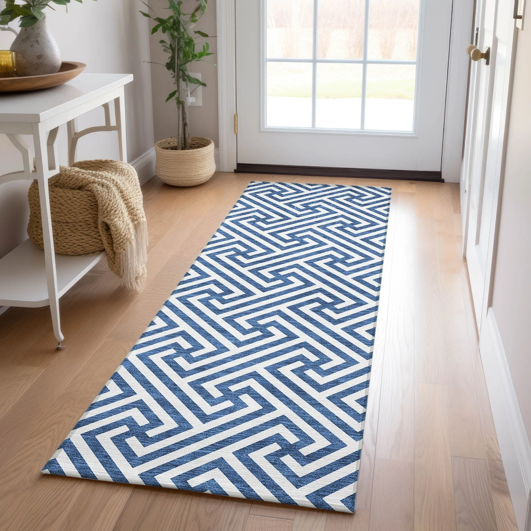 Machine Washable Indoor/ Outdoor Chantille Modern Geo Rug