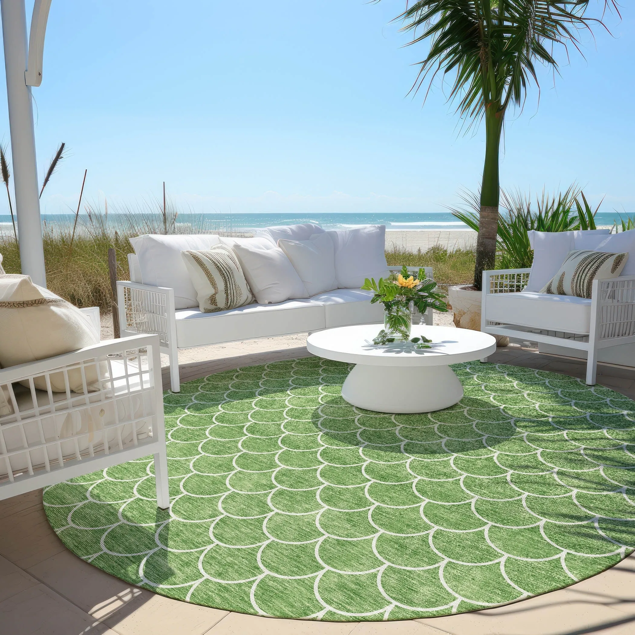 Machine Washable Indoor/ Outdoor Chantille Modern Geo Rug
