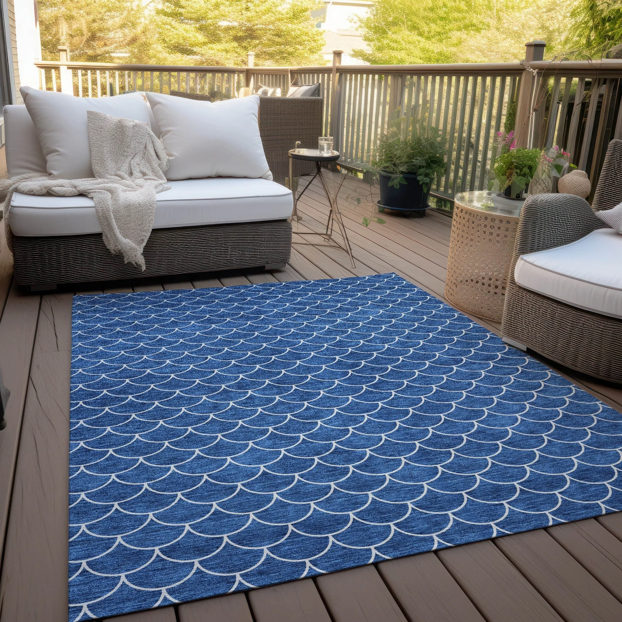 Machine Washable Indoor/ Outdoor Chantille Modern Geo Rug