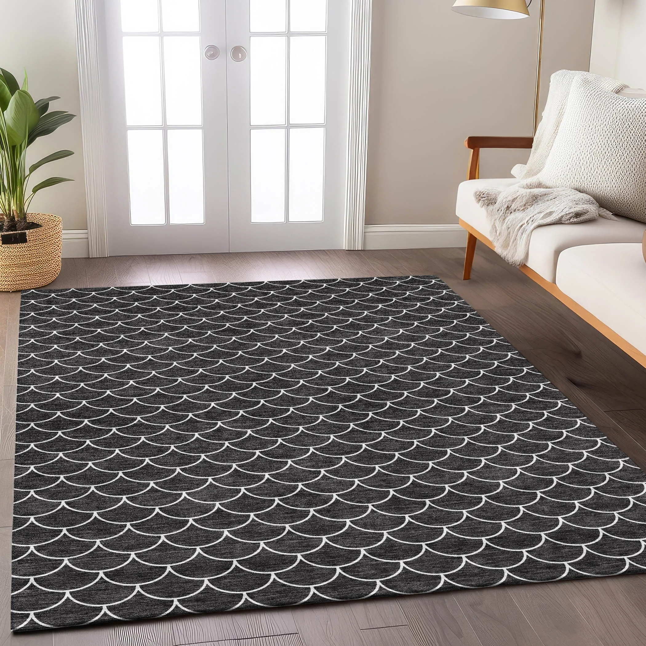 Machine Washable Indoor/ Outdoor Chantille Modern Geo Rug