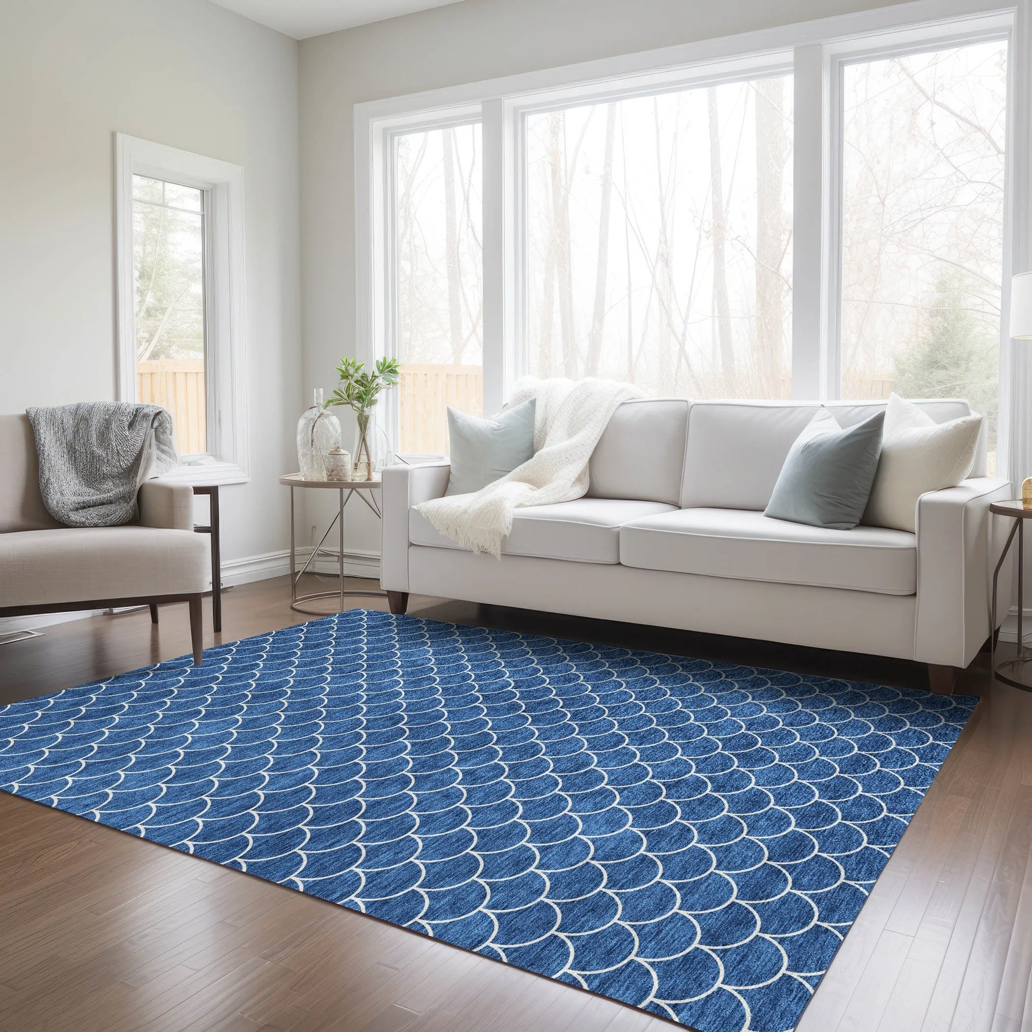 Machine Washable Indoor/ Outdoor Chantille Modern Geo Rug