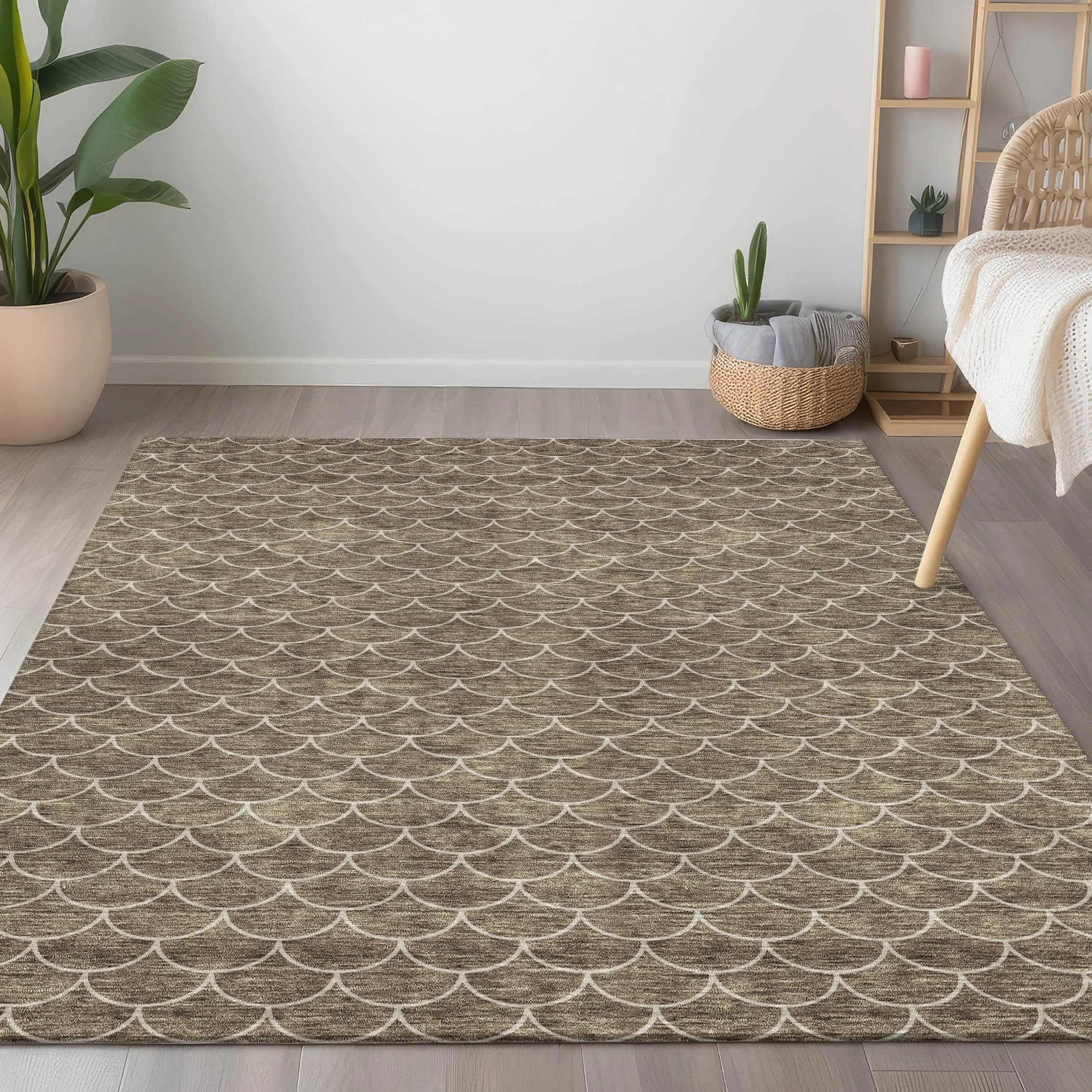 Machine Washable Indoor/ Outdoor Chantille Modern Geo Rug