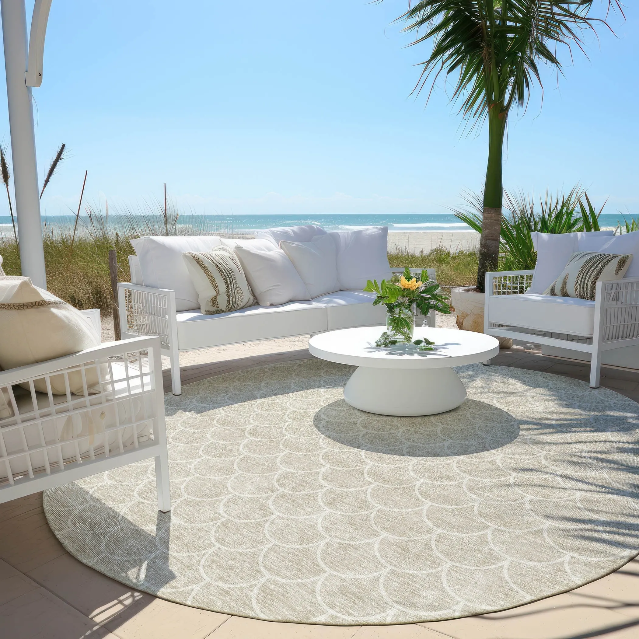 Machine Washable Indoor/ Outdoor Chantille Modern Geo Rug