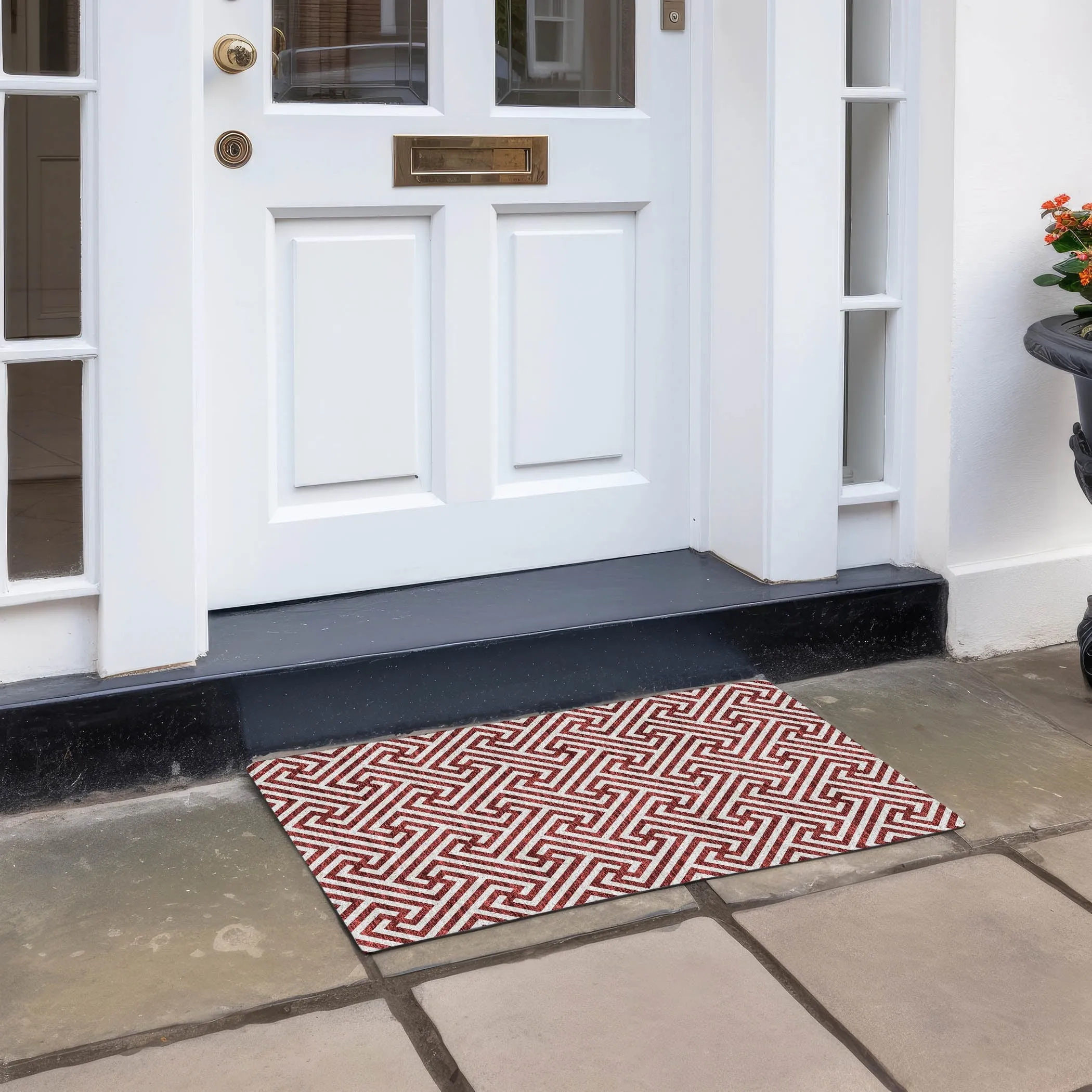Machine Washable Indoor/ Outdoor Chantille Modern Geo Rug