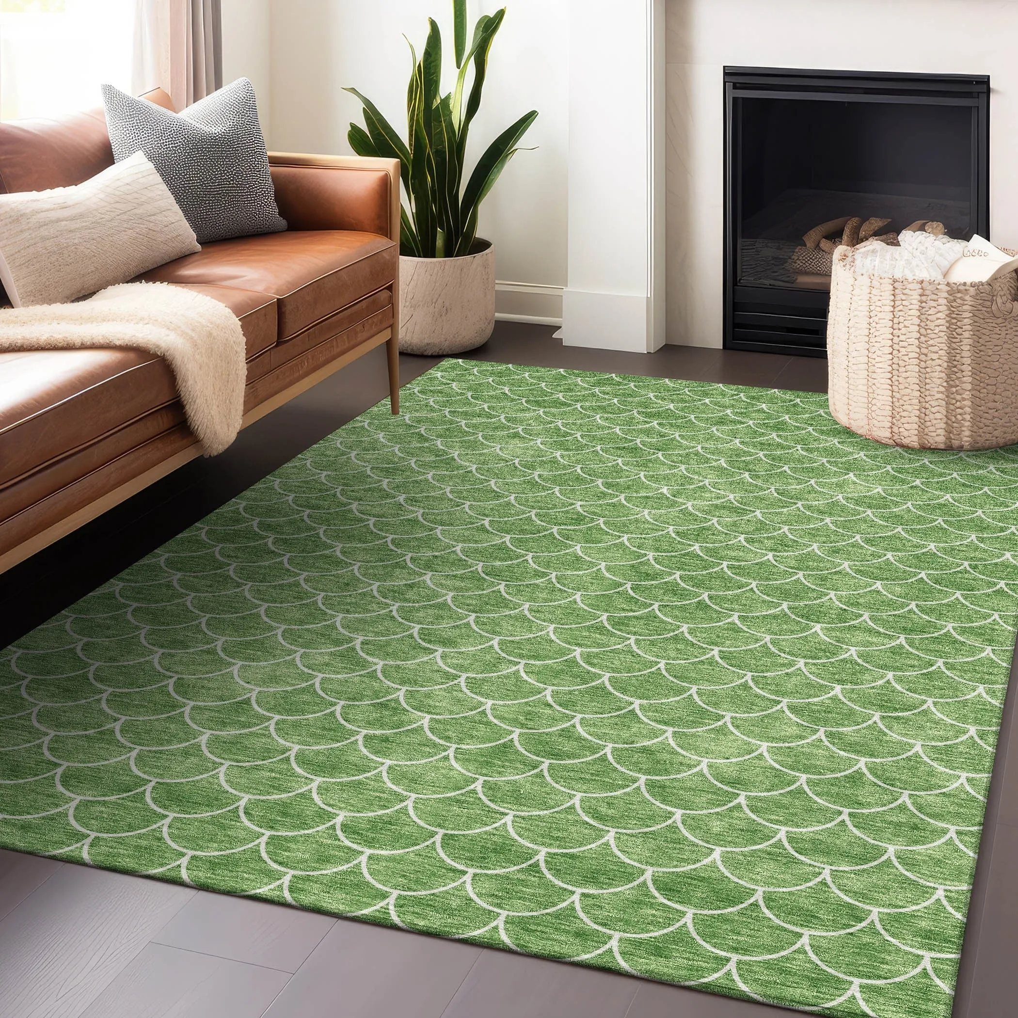 Machine Washable Indoor/ Outdoor Chantille Modern Geo Rug