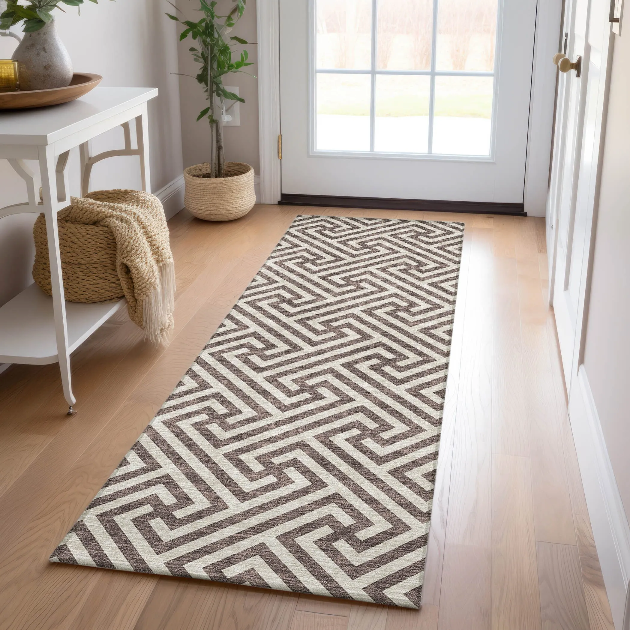 Machine Washable Indoor/ Outdoor Chantille Modern Geo Rug