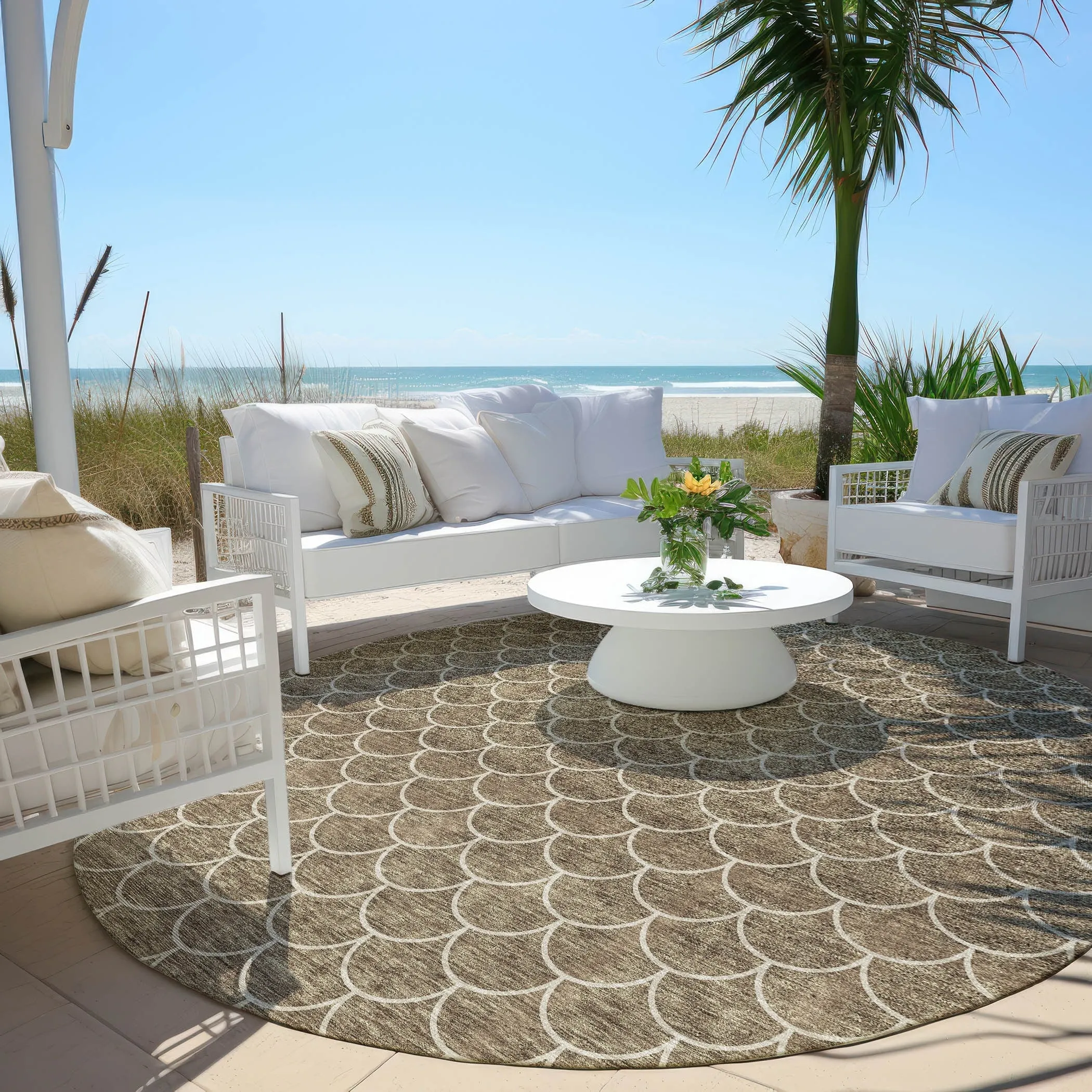 Machine Washable Indoor/ Outdoor Chantille Modern Geo Rug