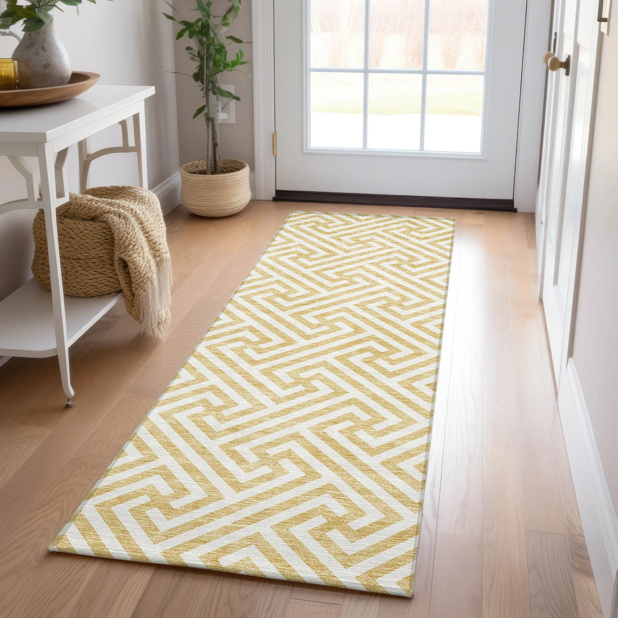 Machine Washable Indoor/ Outdoor Chantille Modern Geo Rug