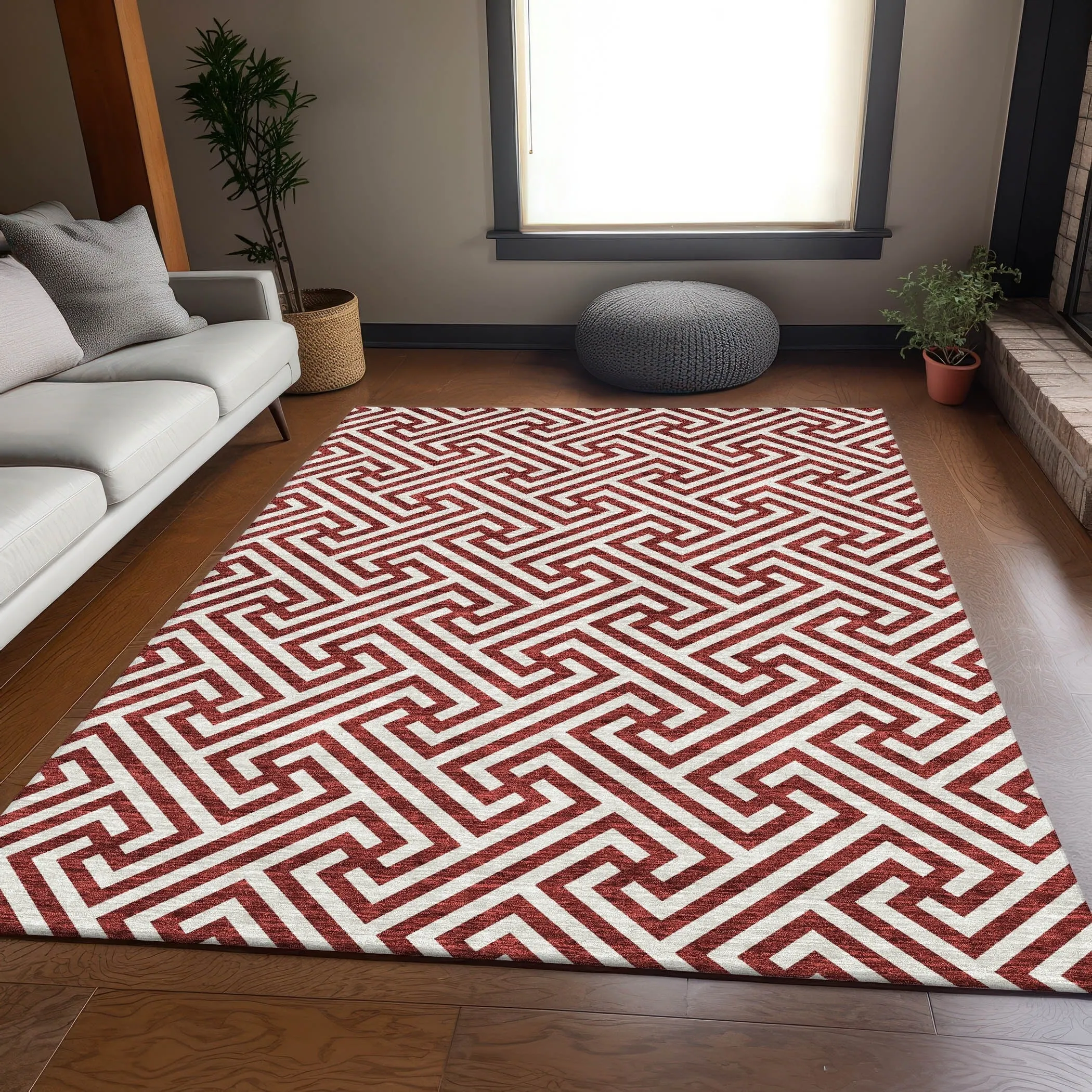 Machine Washable Indoor/ Outdoor Chantille Modern Geo Rug