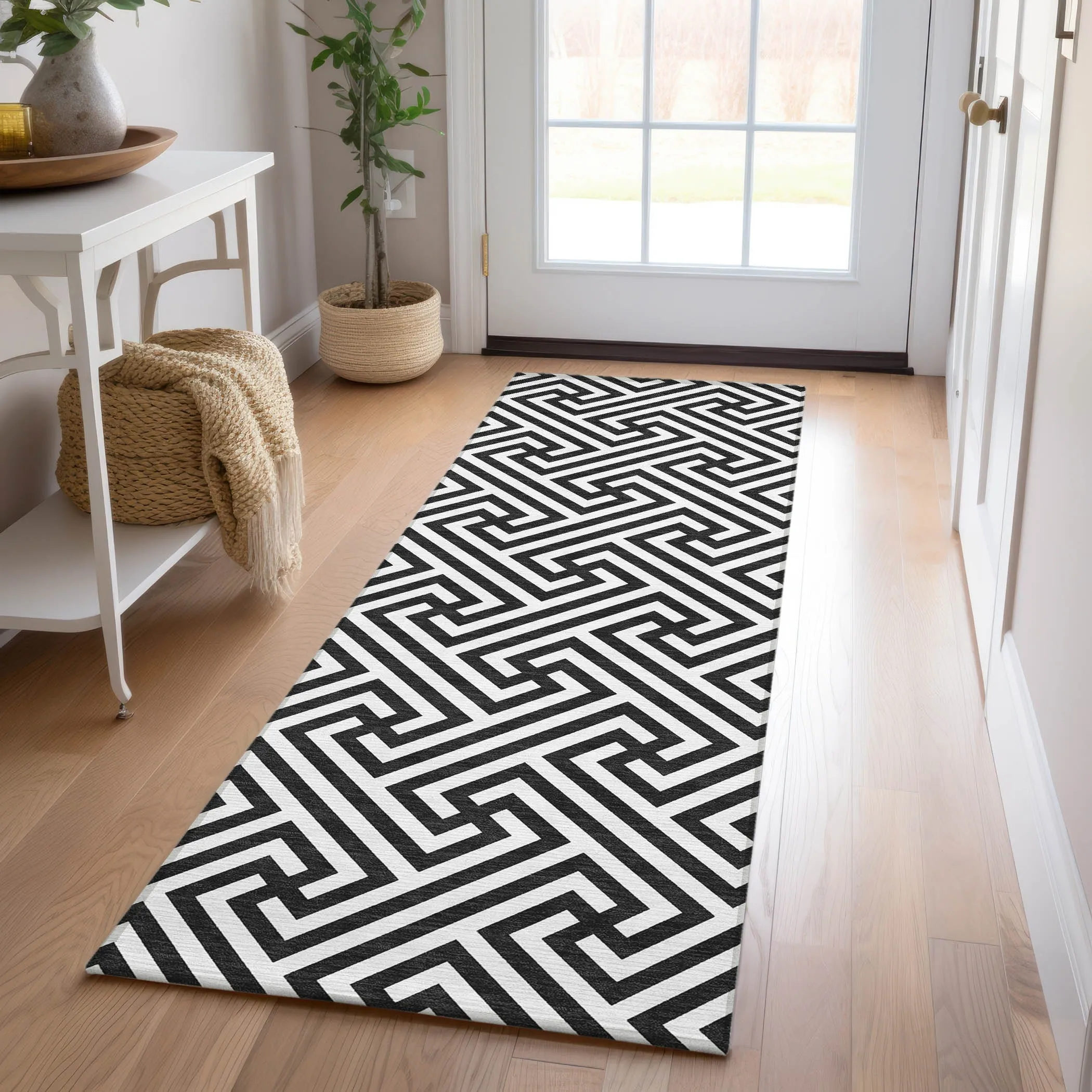 Machine Washable Indoor/ Outdoor Chantille Modern Geo Rug