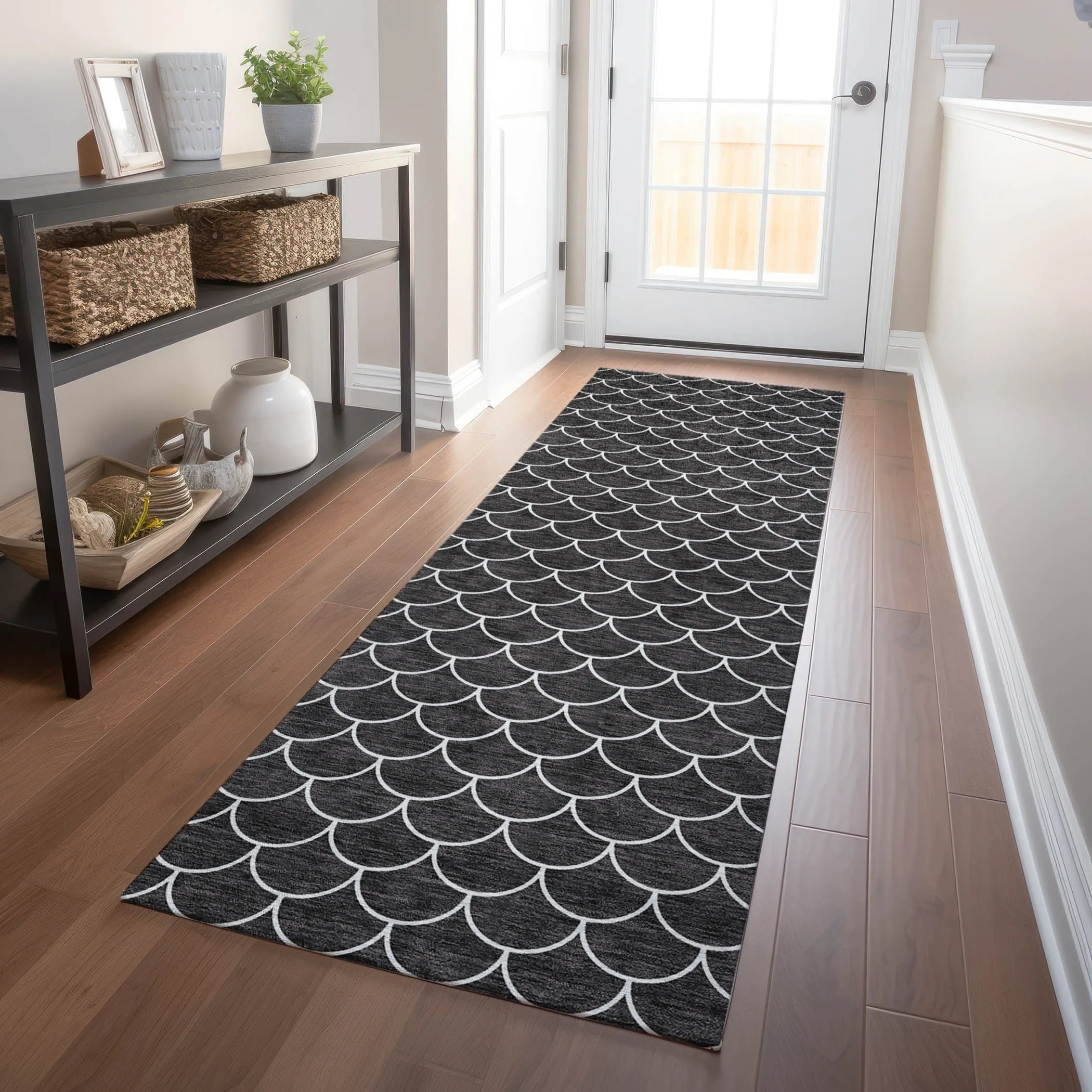 Machine Washable Indoor/ Outdoor Chantille Modern Geo Rug