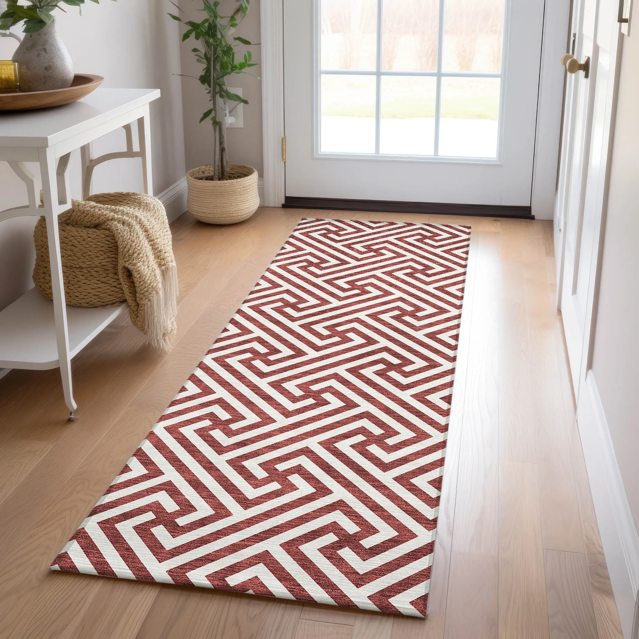 Machine Washable Indoor/ Outdoor Chantille Modern Geo Rug