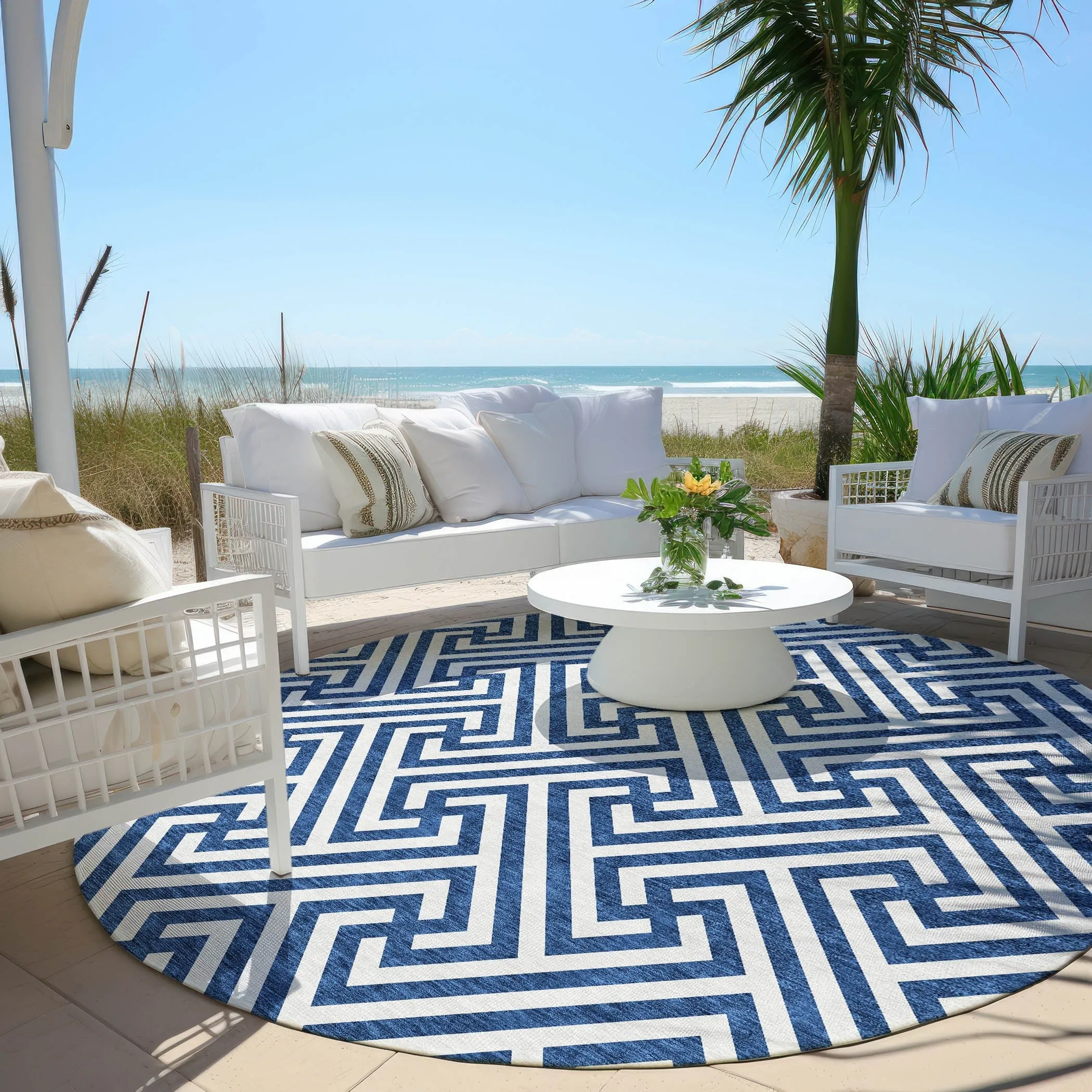 Machine Washable Indoor/ Outdoor Chantille Modern Geo Rug