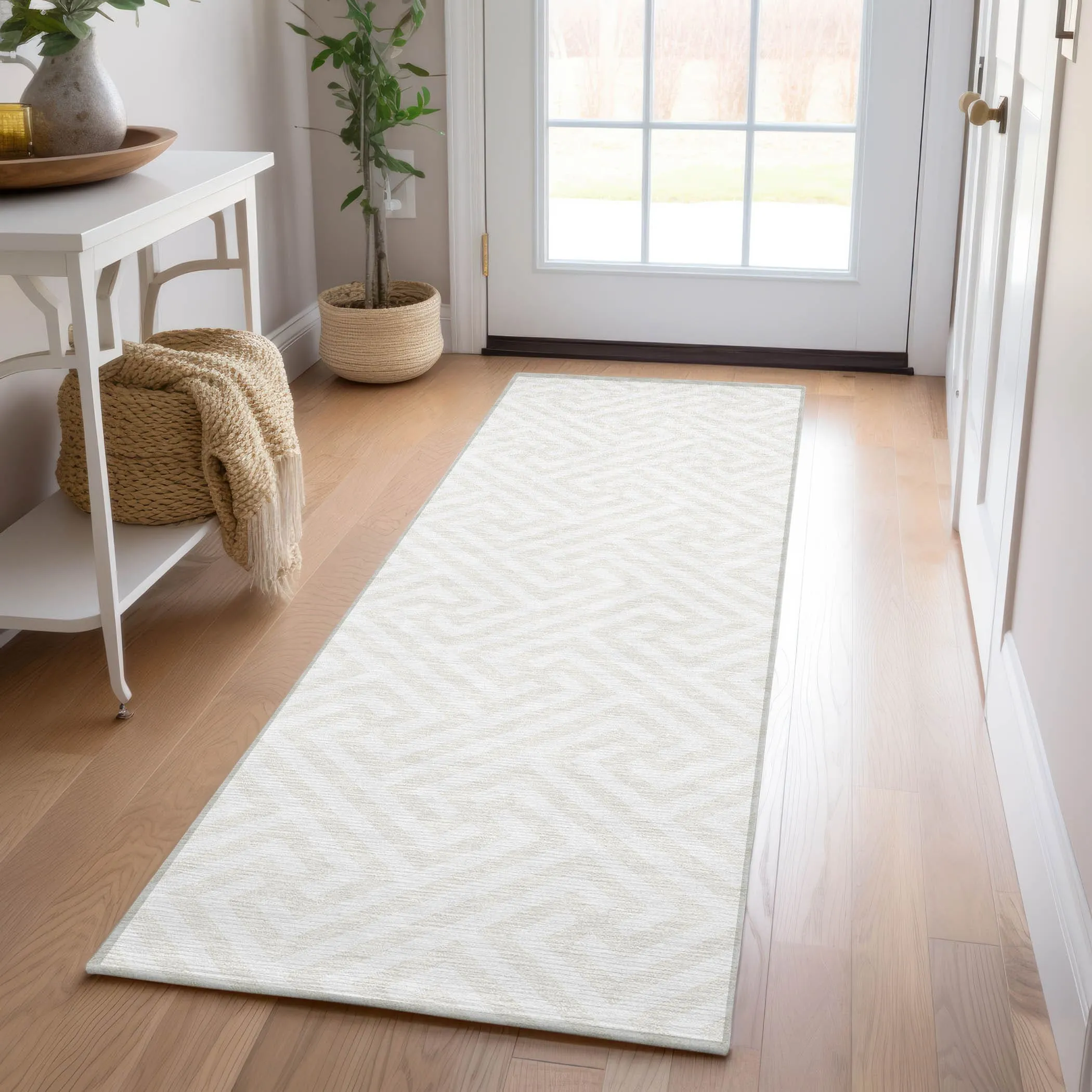 Machine Washable Indoor/ Outdoor Chantille Modern Geo Rug