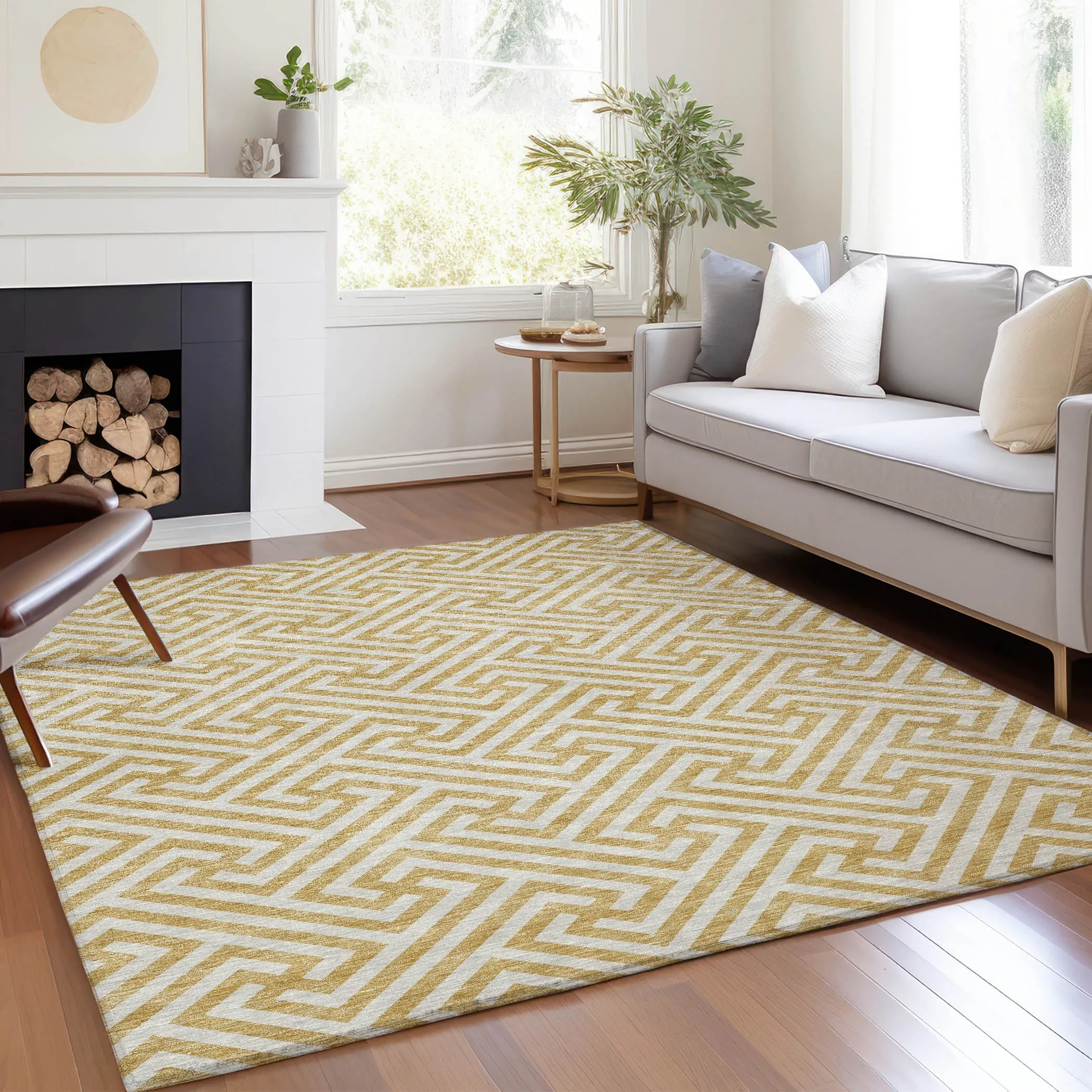 Machine Washable Indoor/ Outdoor Chantille Modern Geo Rug
