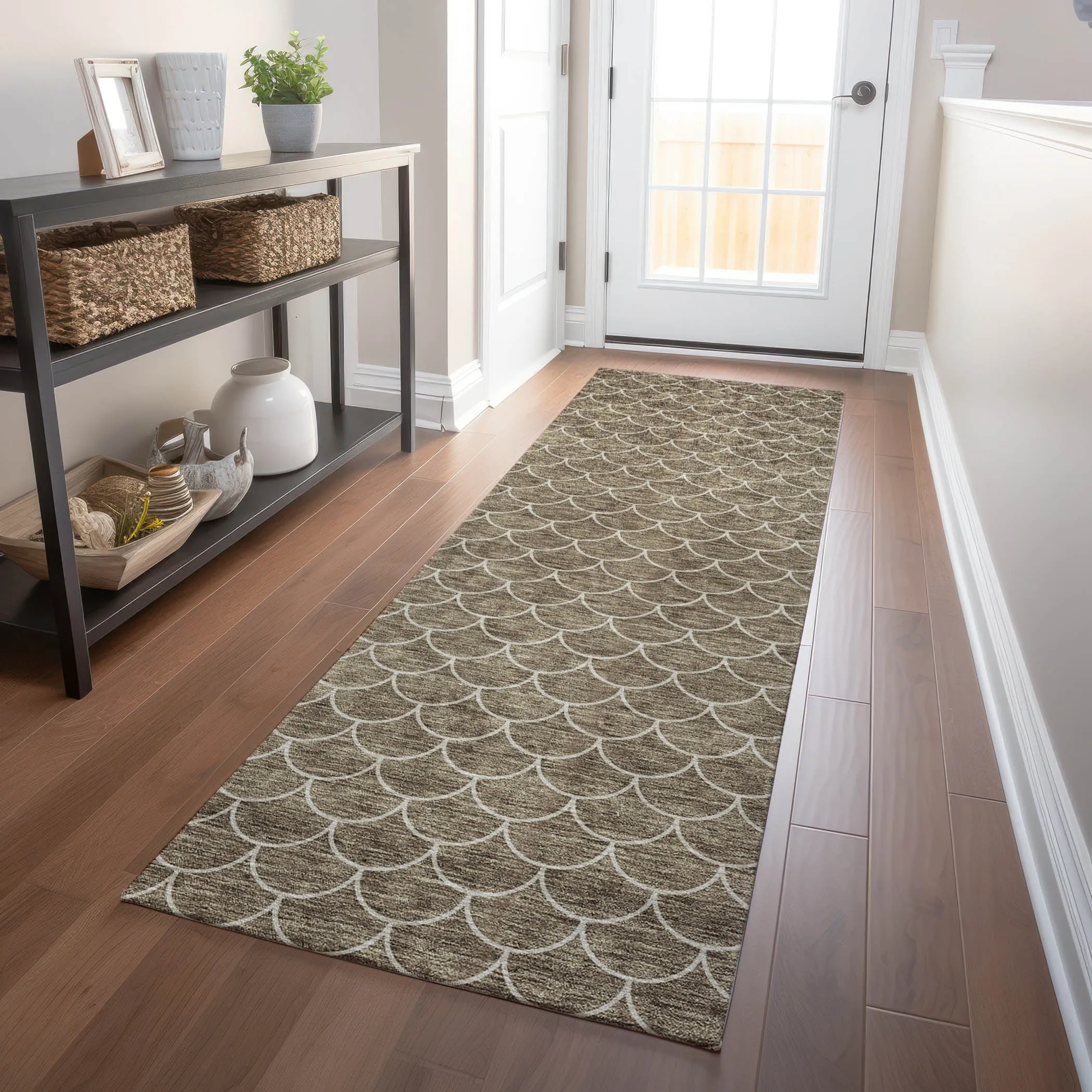 Machine Washable Indoor/ Outdoor Chantille Modern Geo Rug