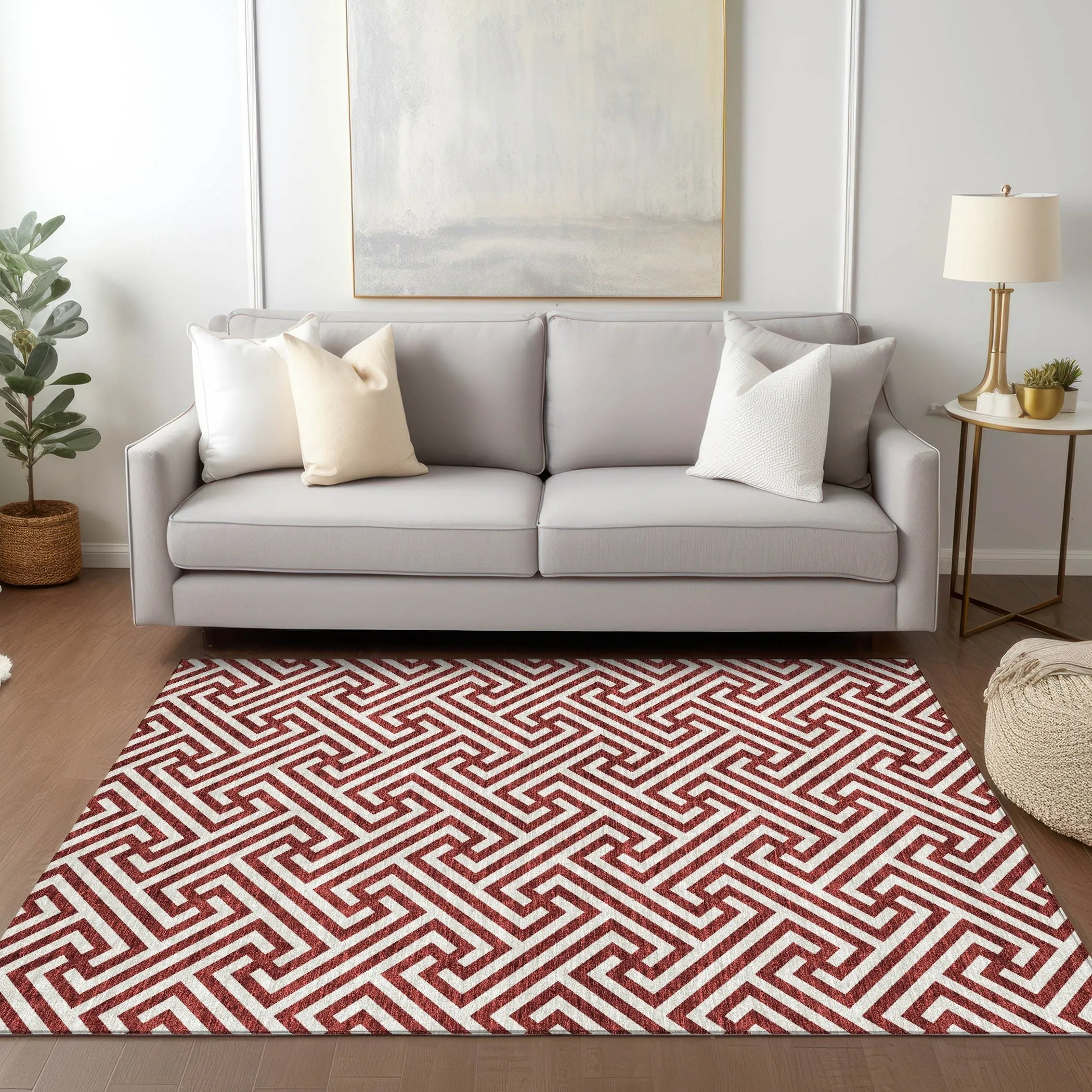Machine Washable Indoor/ Outdoor Chantille Modern Geo Rug