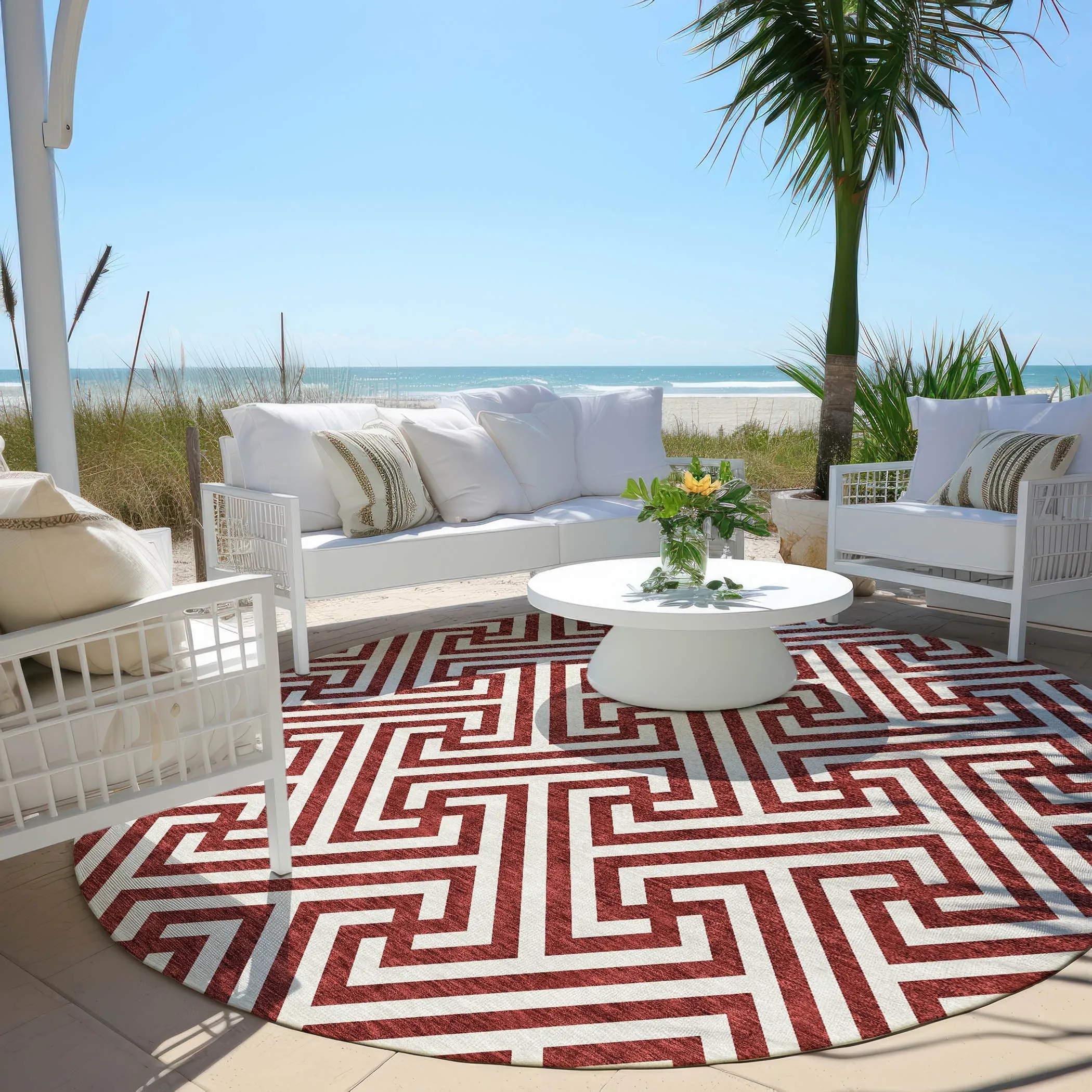 Machine Washable Indoor/ Outdoor Chantille Modern Geo Rug