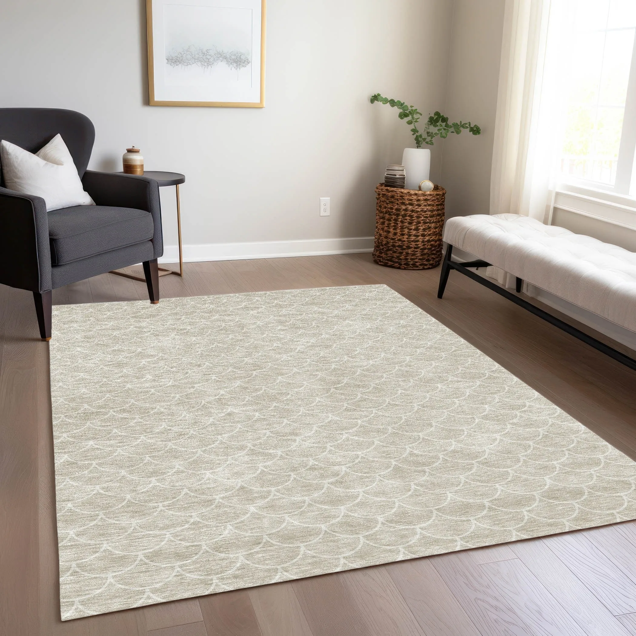 Machine Washable Indoor/ Outdoor Chantille Modern Geo Rug