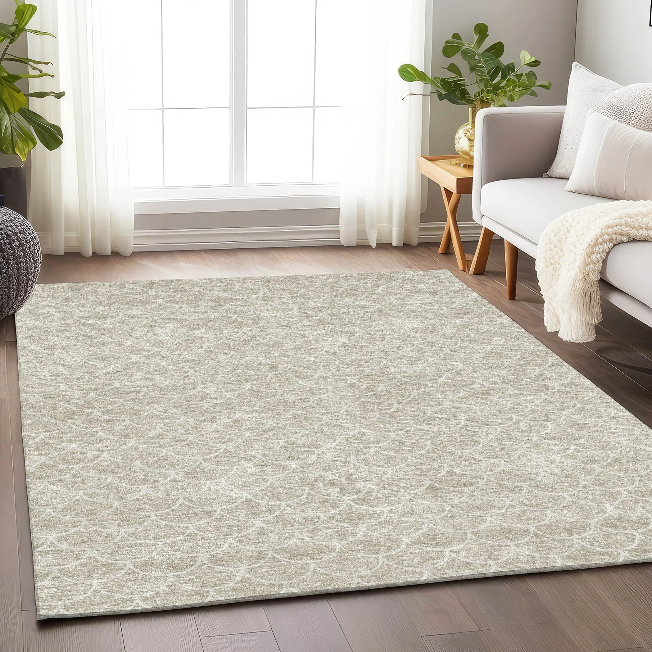 Machine Washable Indoor/ Outdoor Chantille Modern Geo Rug