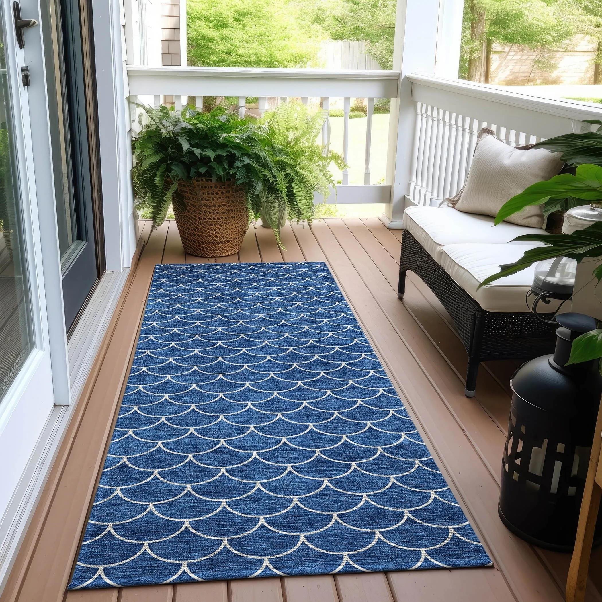 Machine Washable Indoor/ Outdoor Chantille Modern Geo Rug